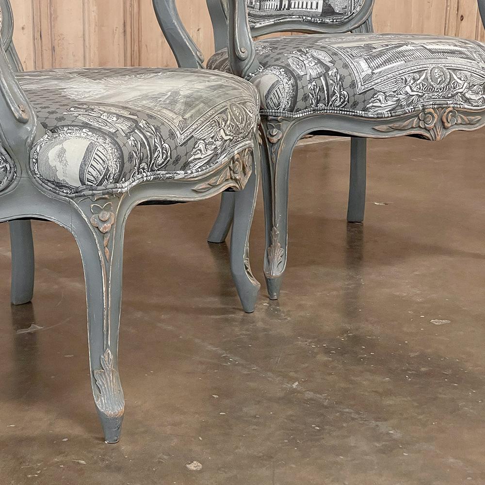 Pair Antique French Painted Louis XV Armchairs ~ Fauteuils For Sale 12