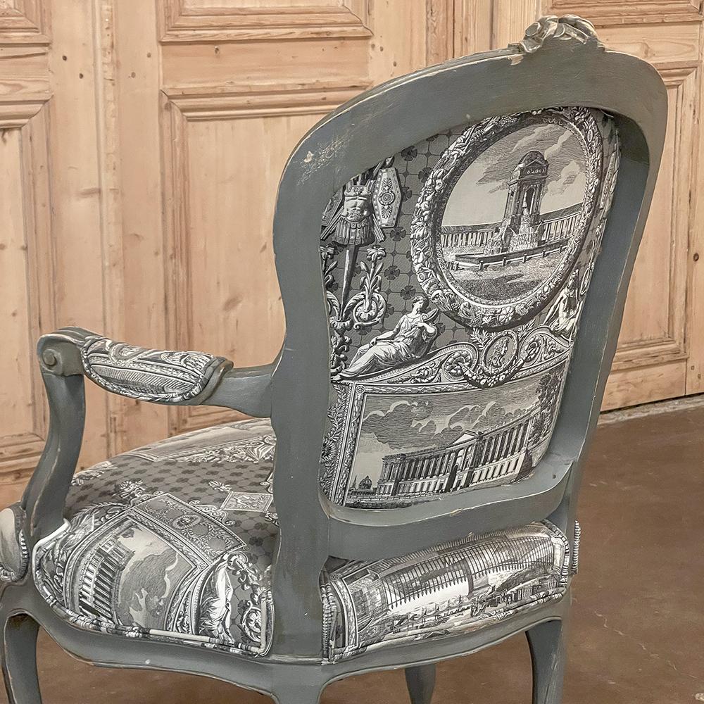 Pair Antique French Painted Louis XV Armchairs ~ Fauteuils For Sale 13