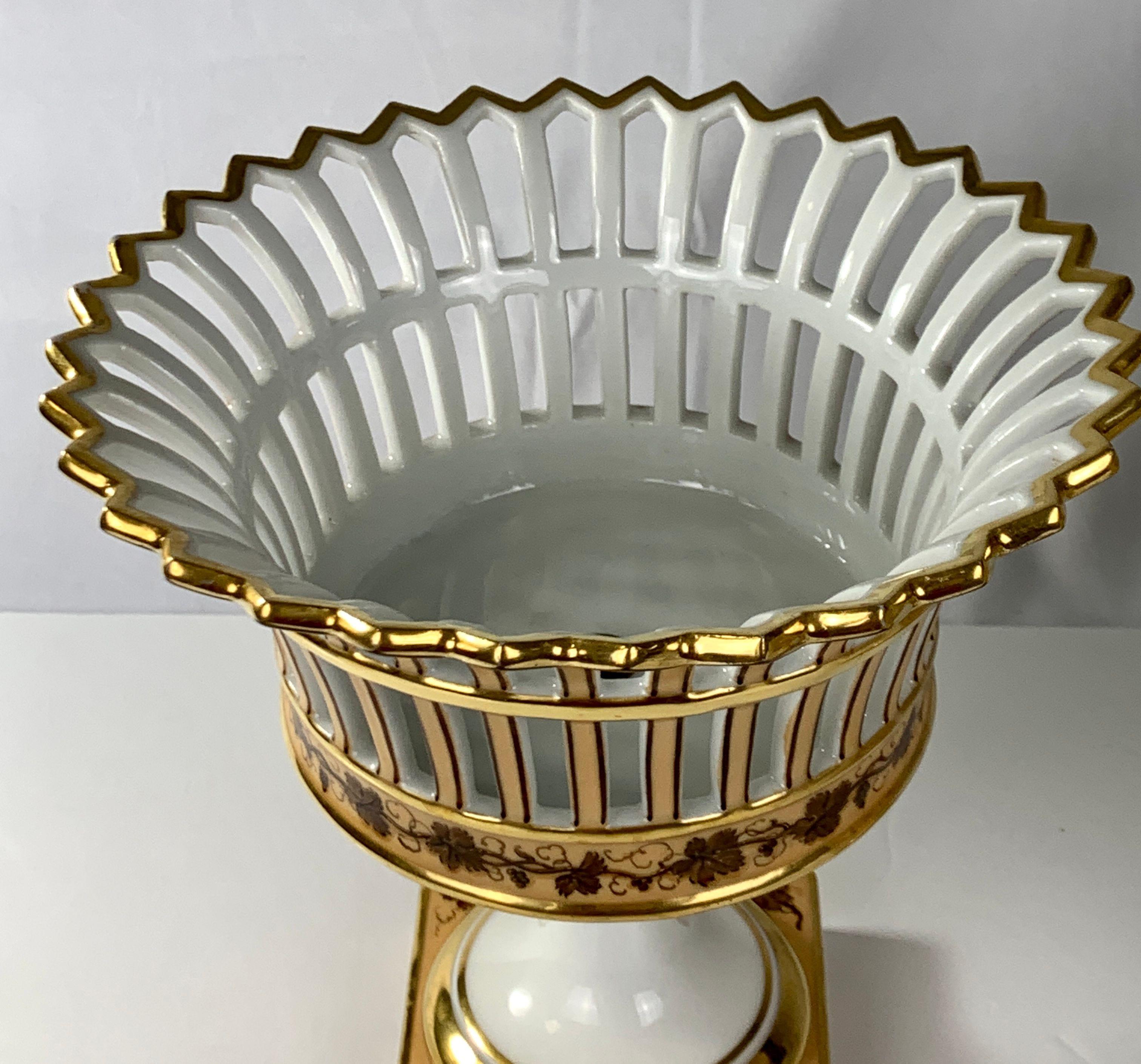 Pair Antique French Porcelain Baskets Made Circa 1840	 2