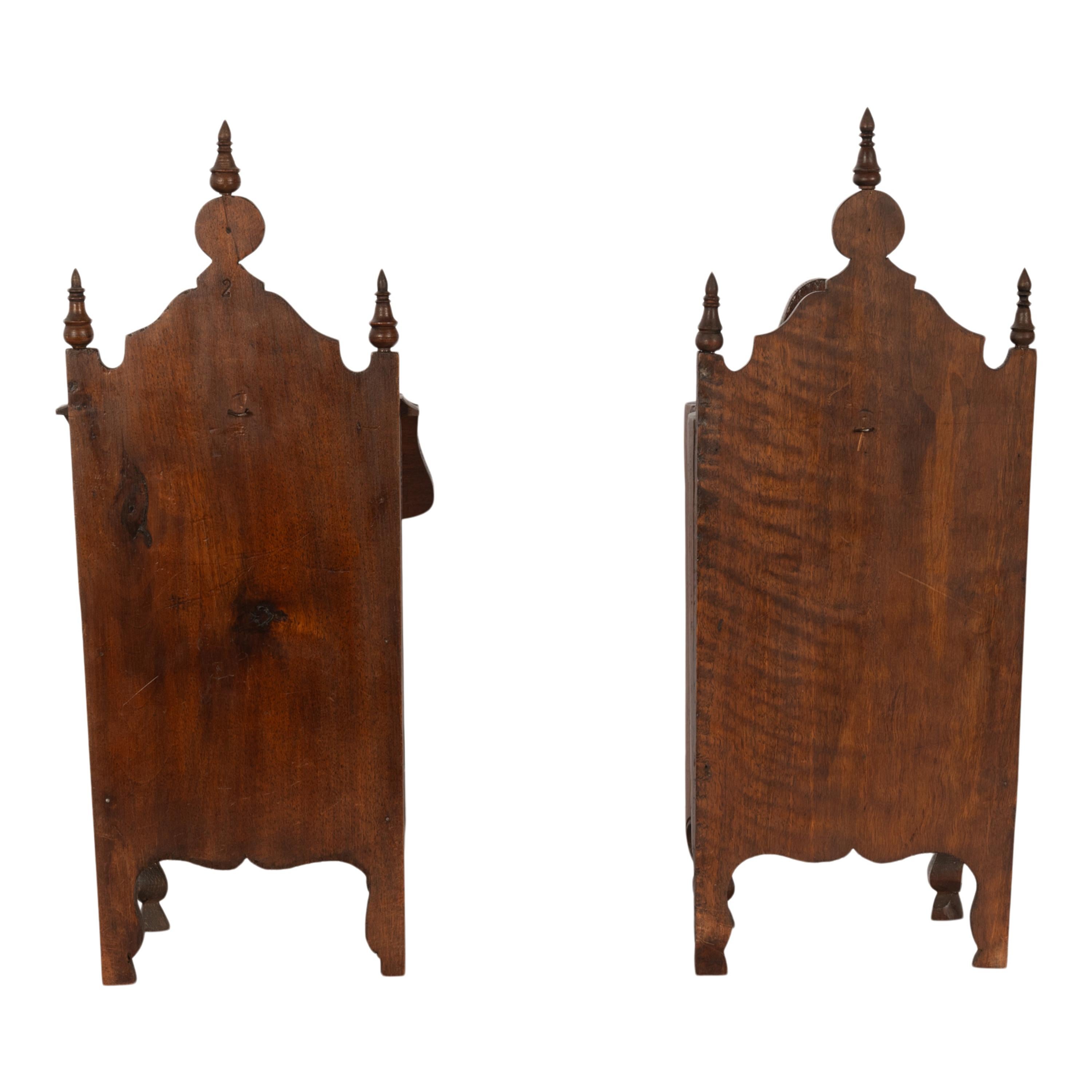 Pair Antique French Provincial Carved Walnut Kitchen Salt Flour Boxes Fariniere For Sale 4