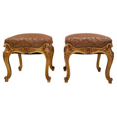 Pair Antique French Regence Gold Benches, Circa 1875-1885.