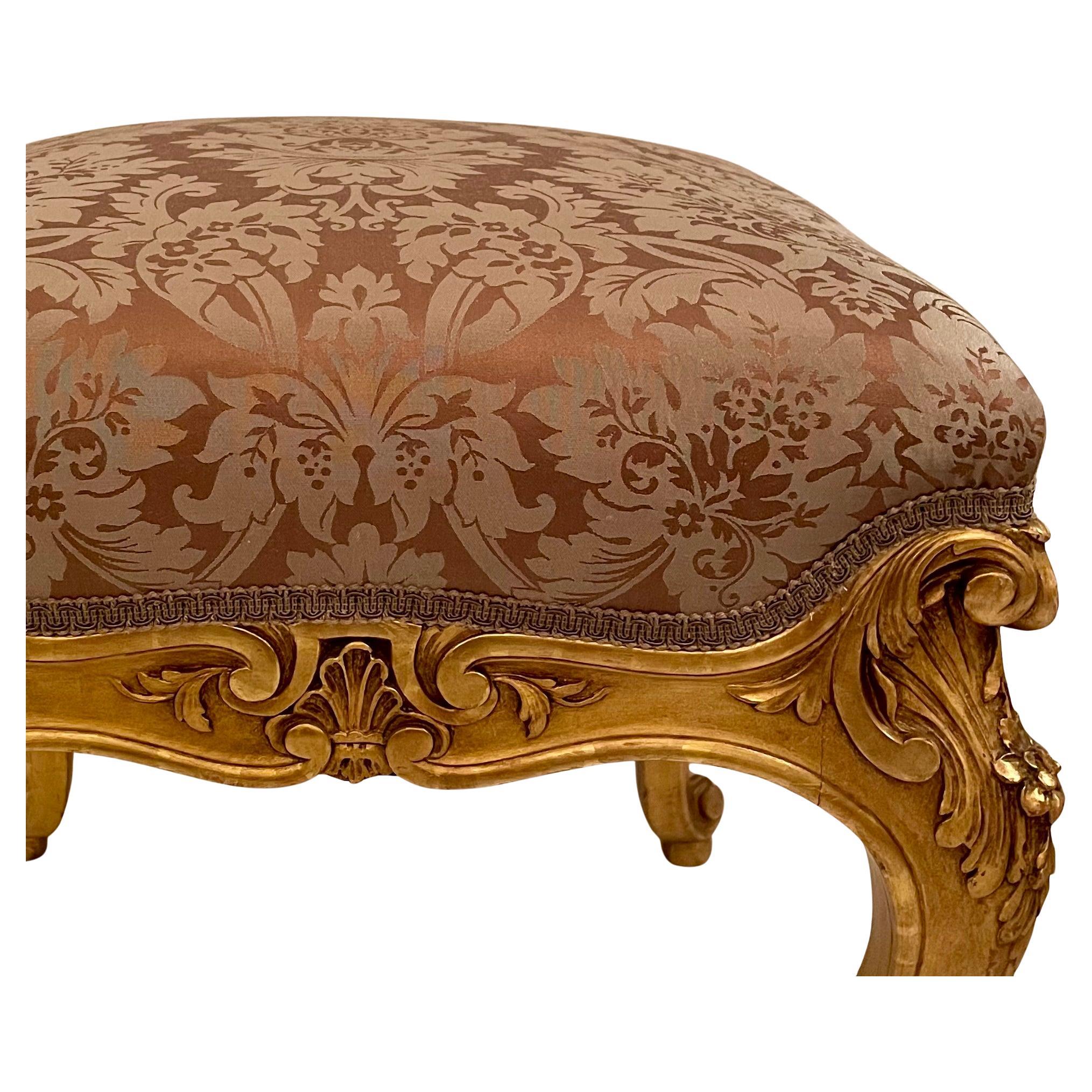 Soie Paire de bancs anciens de la Régence française en or, vers 1875-1885. en vente