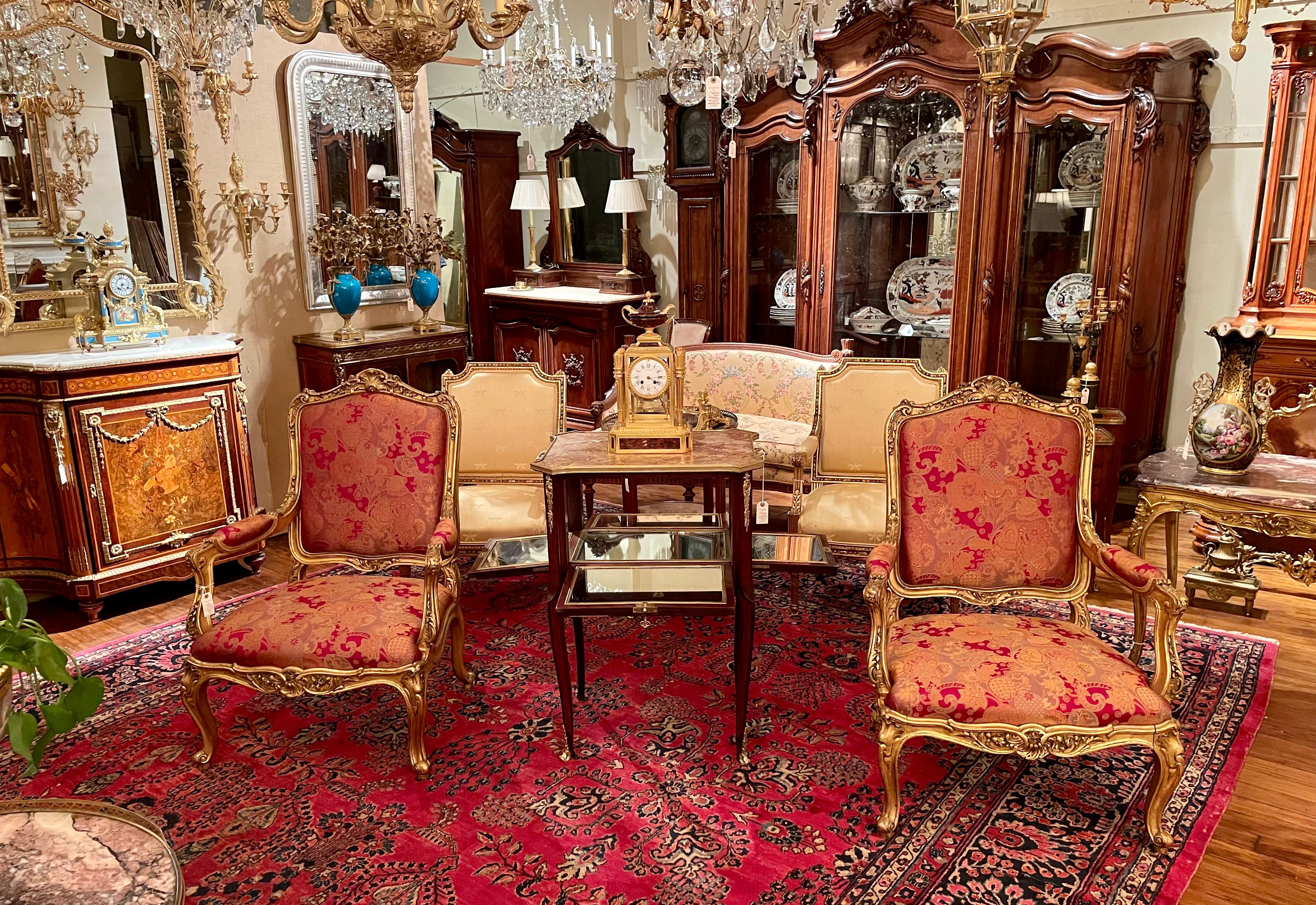 Pair Antique French Régence Gold-Leaf Armchairs, circa 1880 For Sale 2