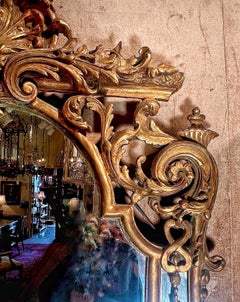 Pair Antique French Regence Gold Leaf Mirrors, Circa 1880