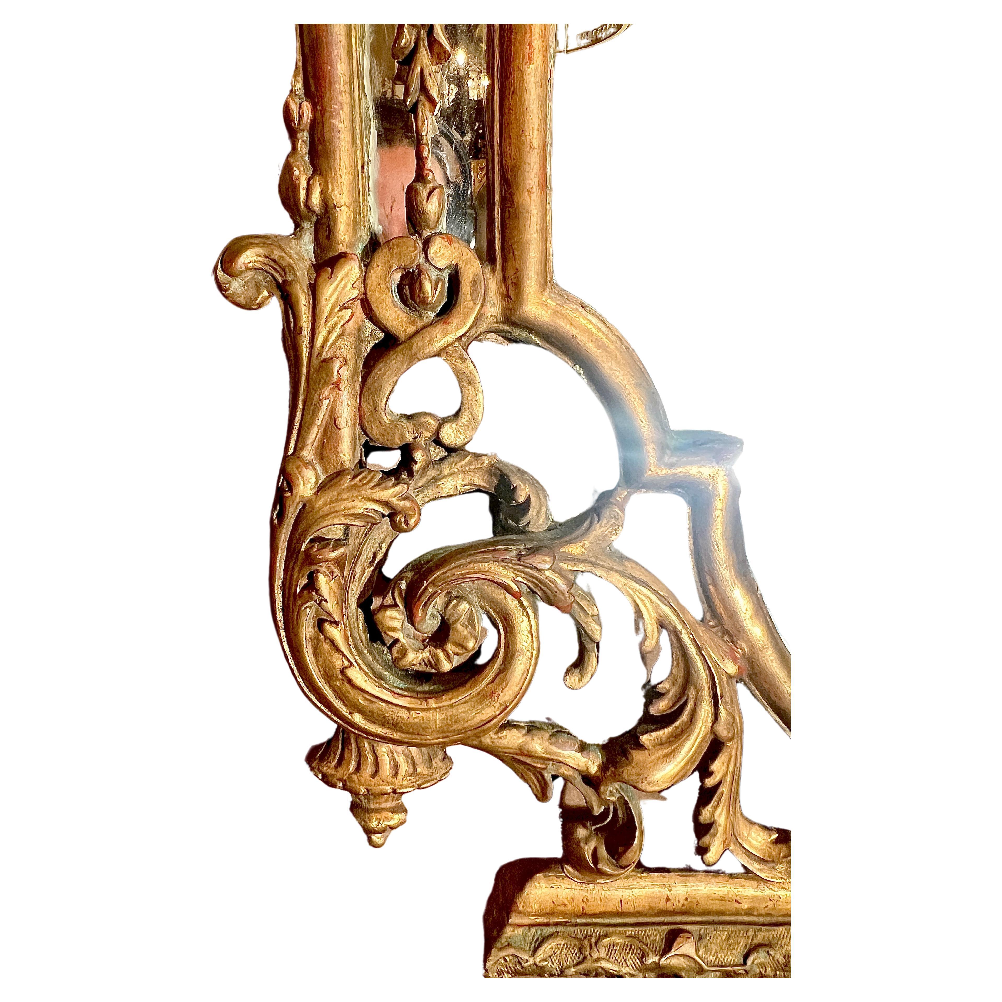Paar antike französische Blattgold-Spiegel, CIRCA 1880 (Französisch) im Angebot