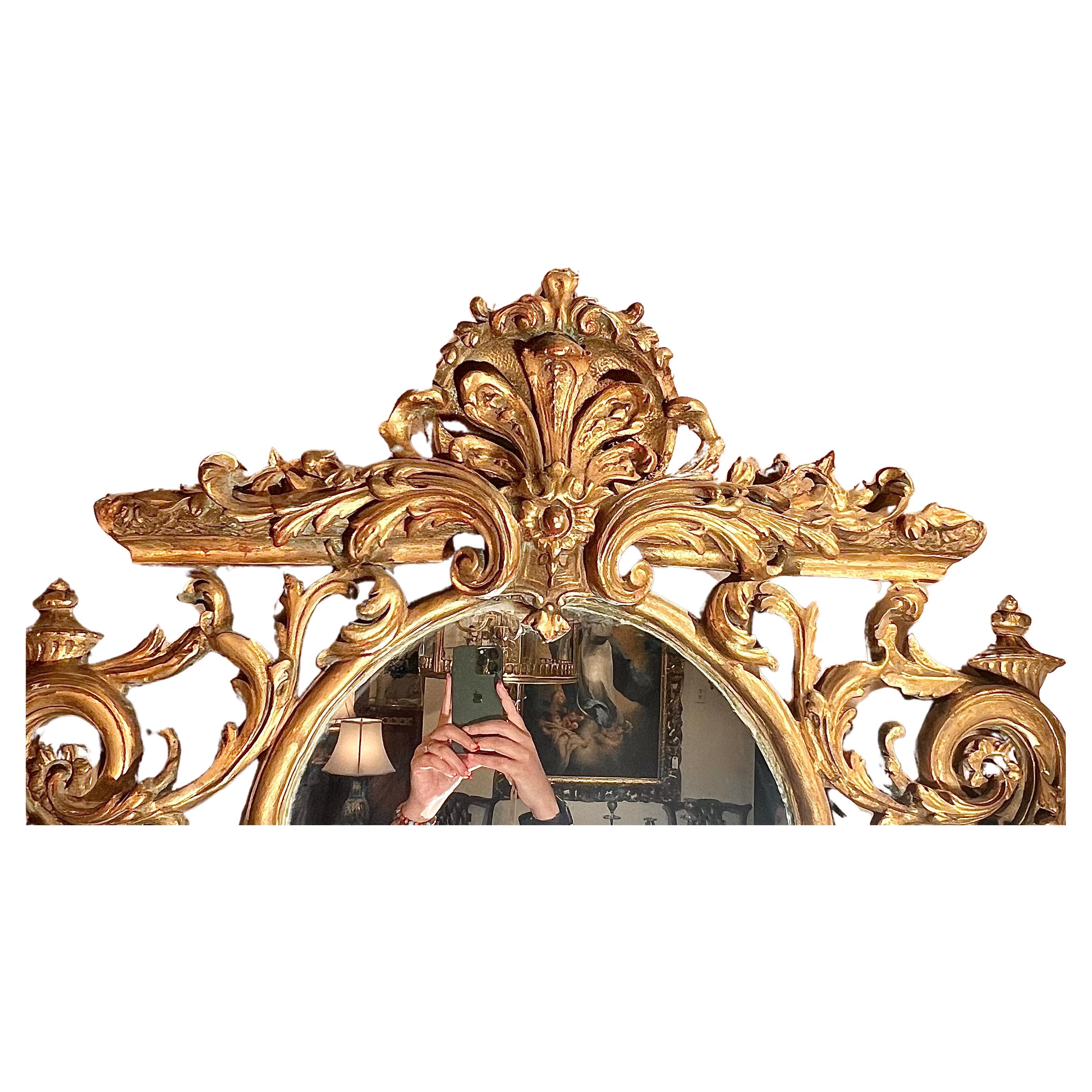 19th Century Pair Antique French Regence Gold Leaf Mirrors, Circa 1880 For Sale
