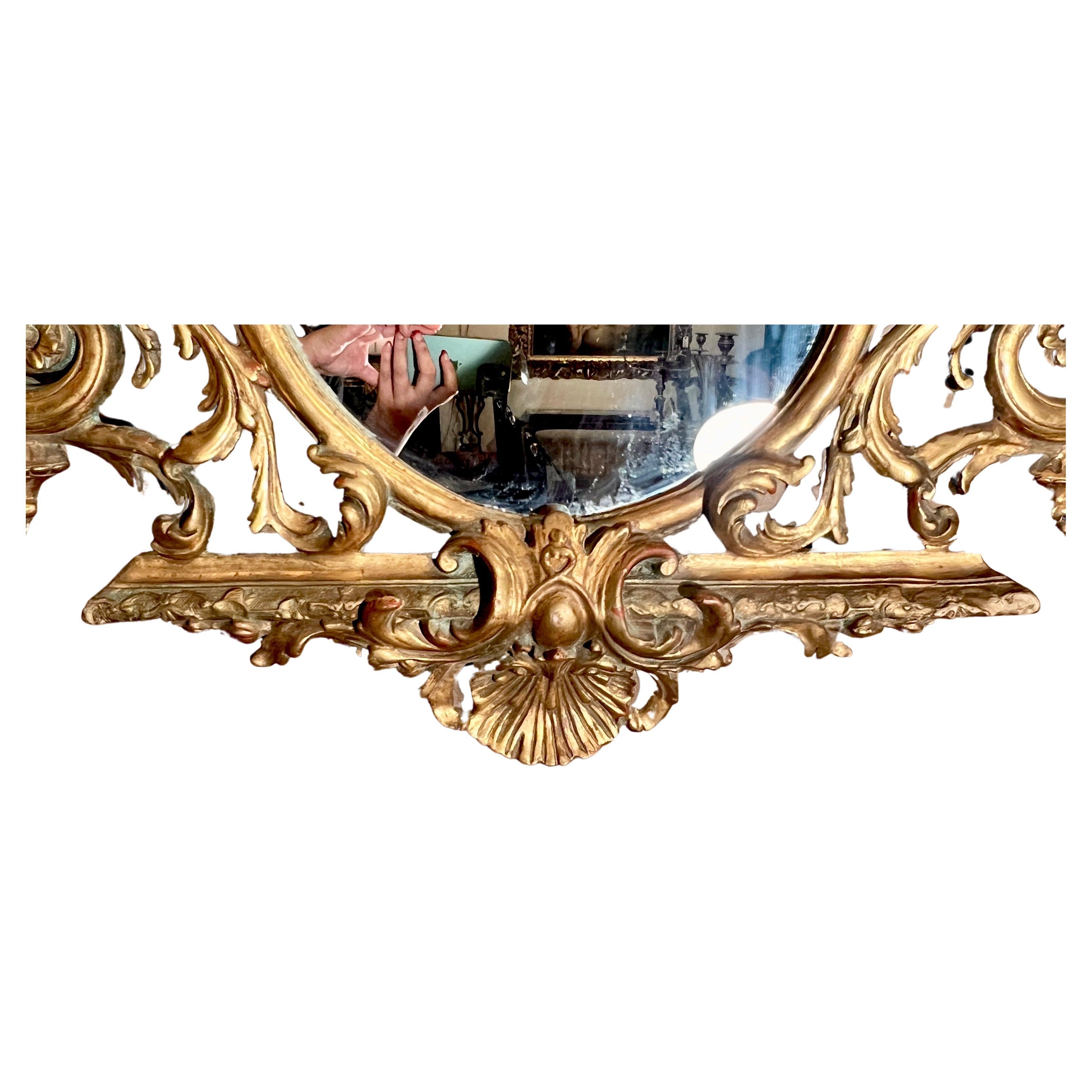 XIXe siècle Paire de miroirs anciens de style Régence française en feuilles d'or, vers 1880 en vente