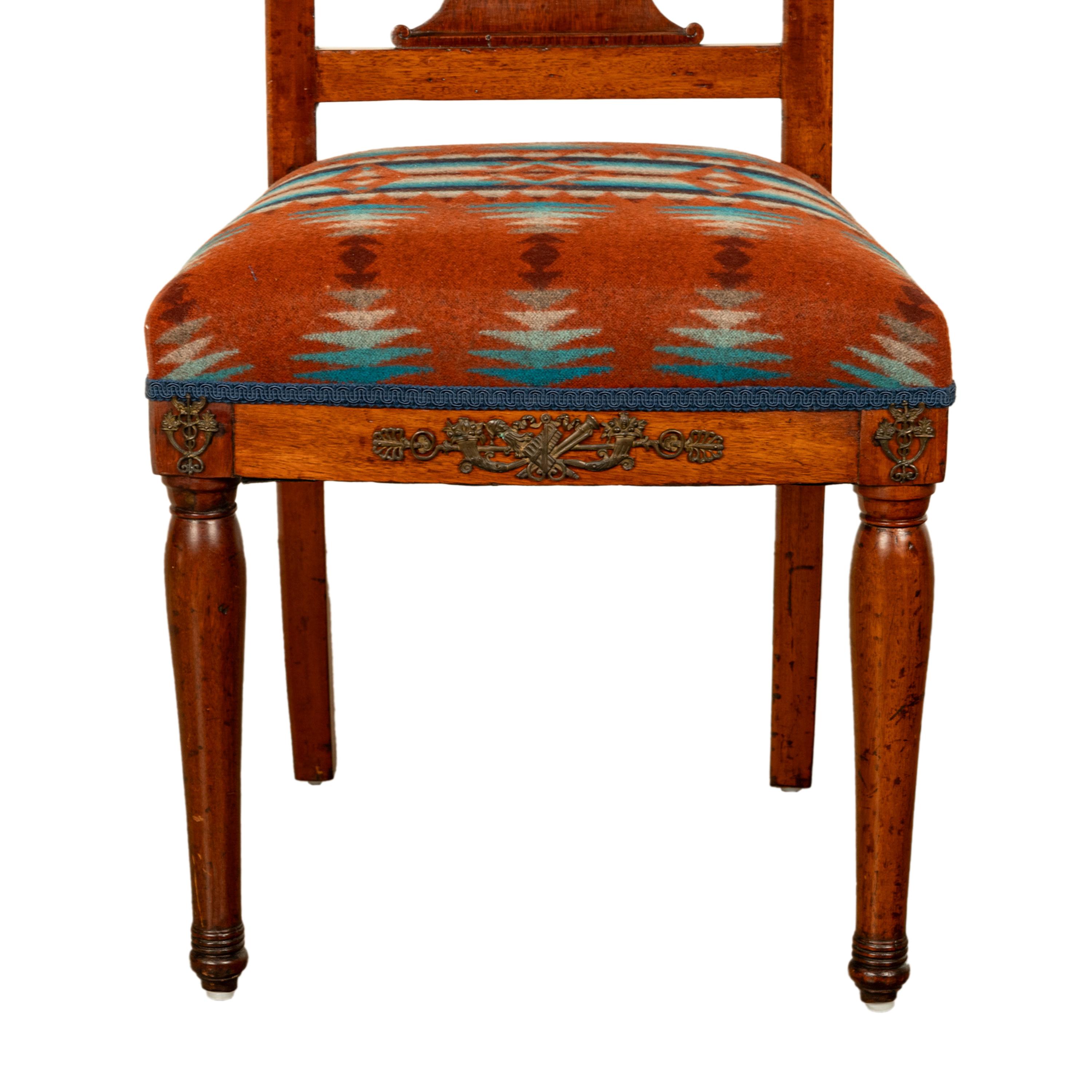 Pareja Antique French Restauration Sillas grecorromanas para él y para ella Tela Pendleton en venta 5