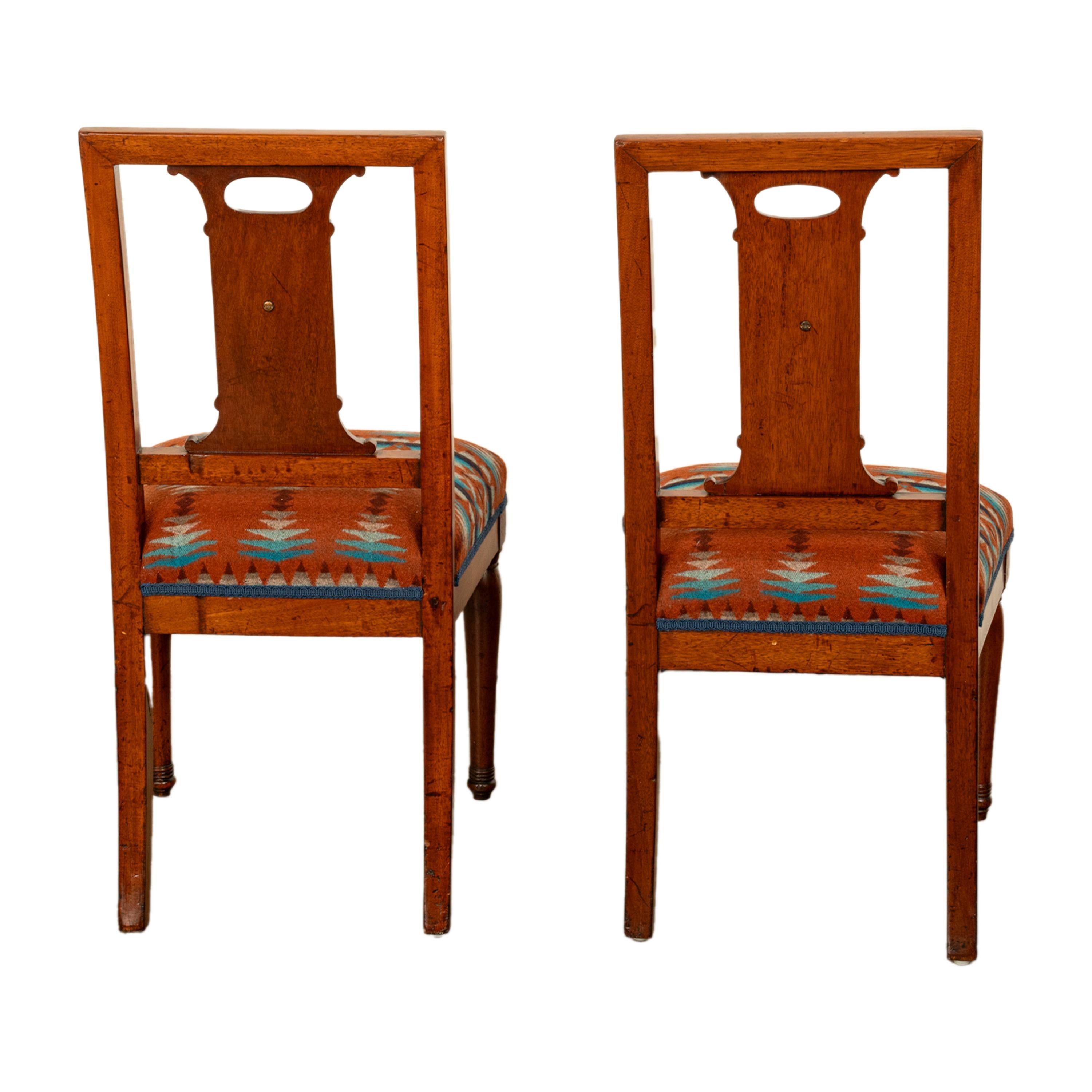 Pareja Antique French Restauration Sillas grecorromanas para él y para ella Tela Pendleton principios del siglo XIX en venta