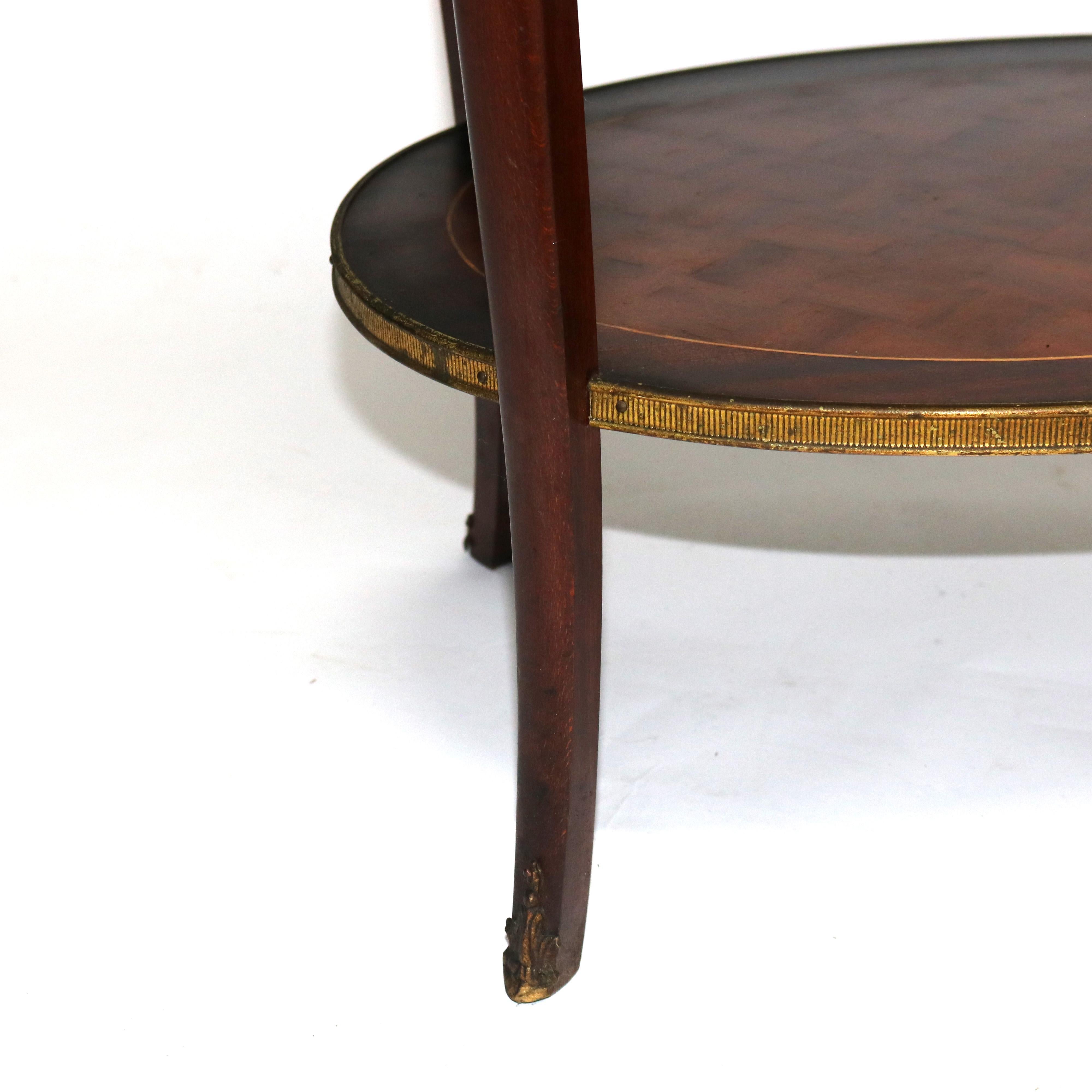 European Pair Antique French Rosewood & Kingwood Single Drawer Parquetry Stands c1920