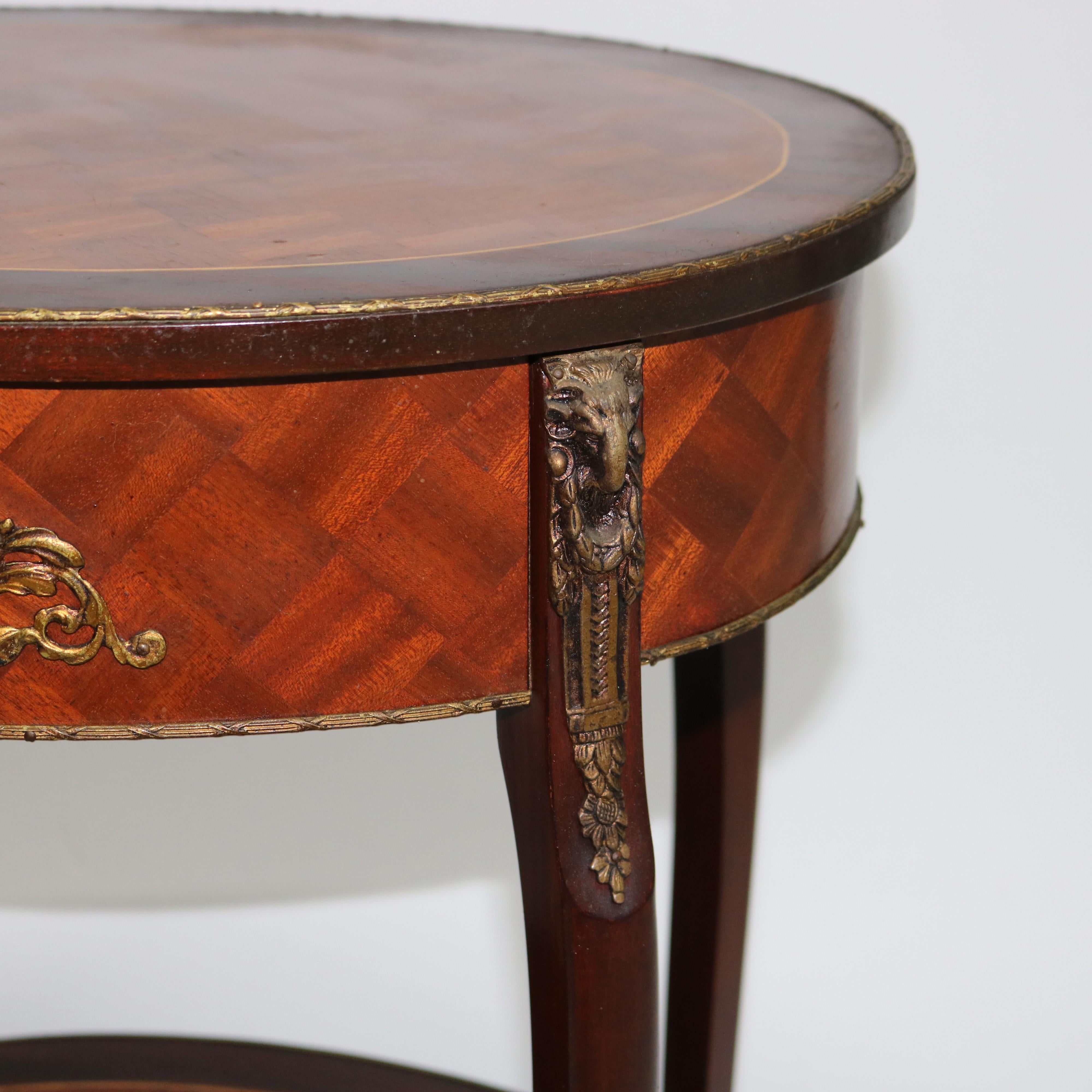 Pair Antique French Rosewood & Kingwood Single Drawer Parquetry Stands c1920 In Good Condition In Big Flats, NY