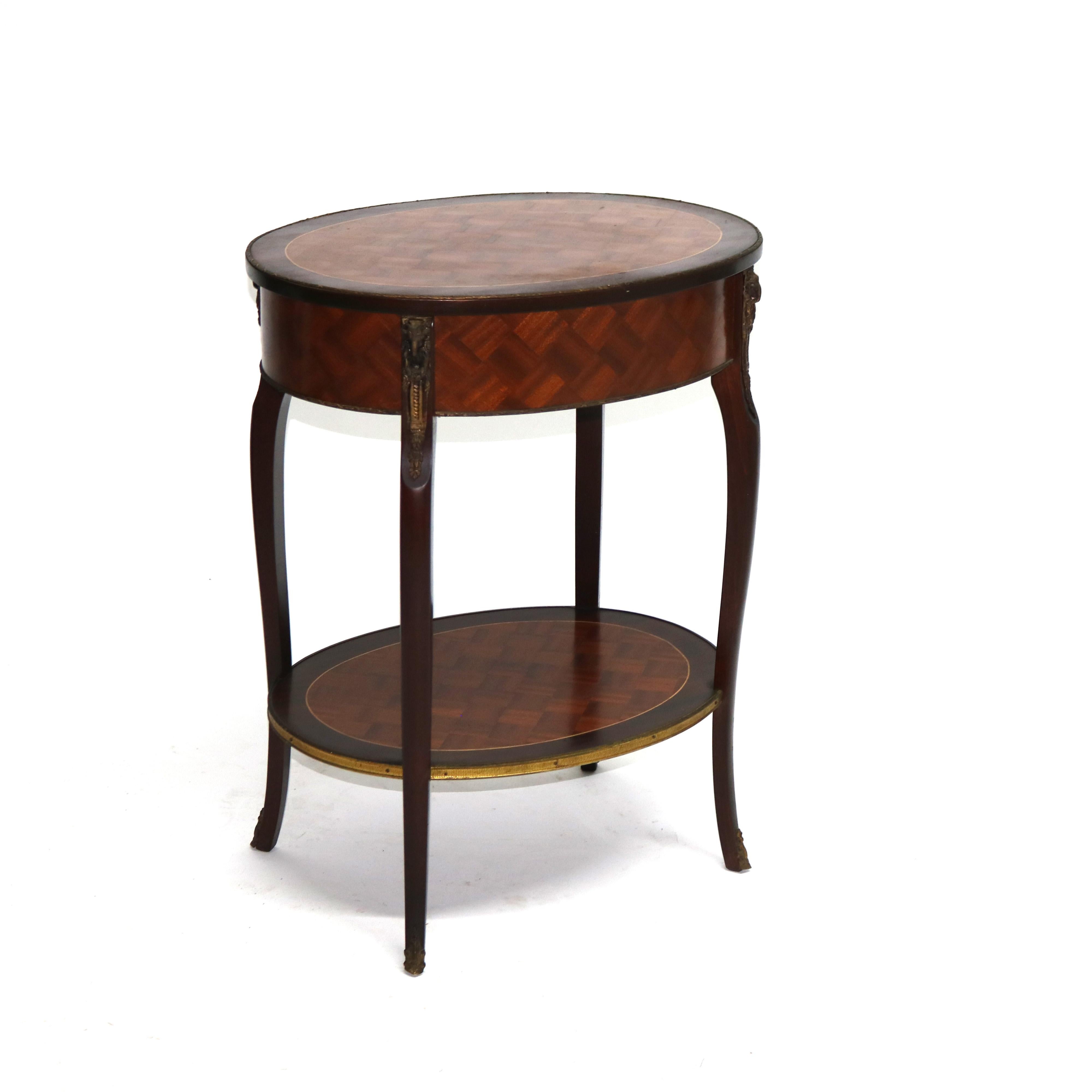Pair Antique French Rosewood & Kingwood Single Drawer Parquetry Stands c1920 1