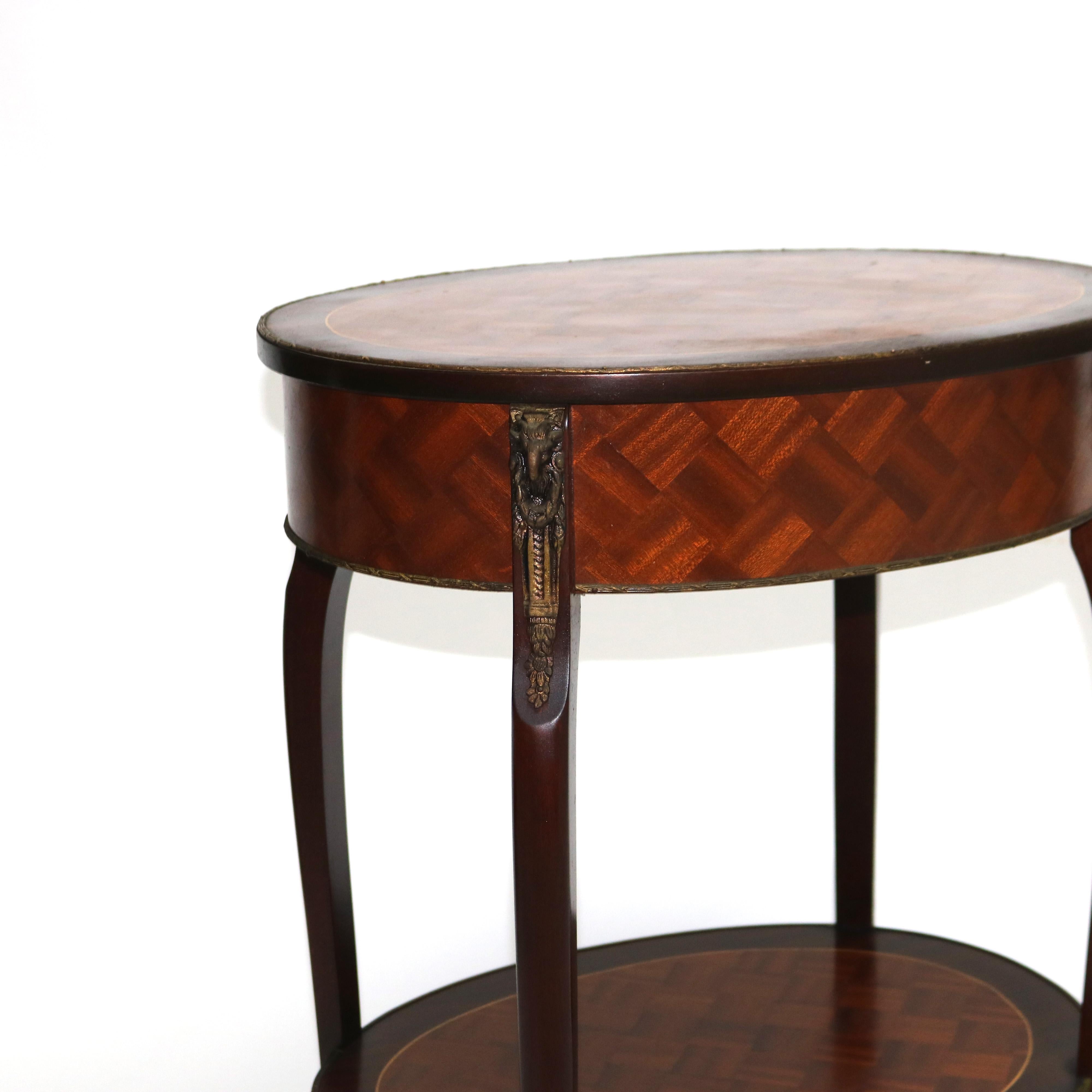 Pair Antique French Rosewood & Kingwood Single Drawer Parquetry Stands c1920 2