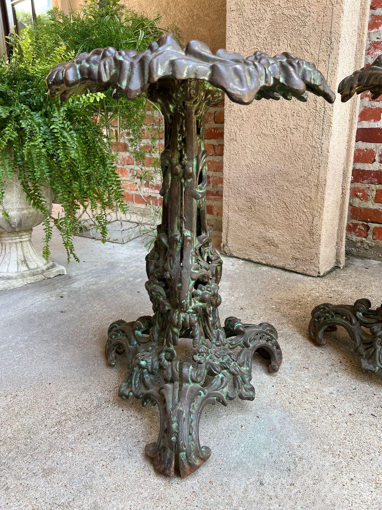PAIR Antique French Round Side Table Grotto Rococo Cast Iron Plant Stand c1880 For Sale 6