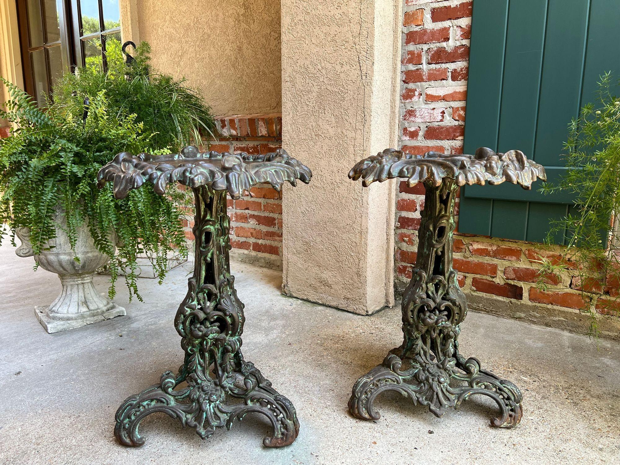PAIR Antique French Round Side Table Grotto Rococo Cast Iron Plant Stand c1880 For Sale 9