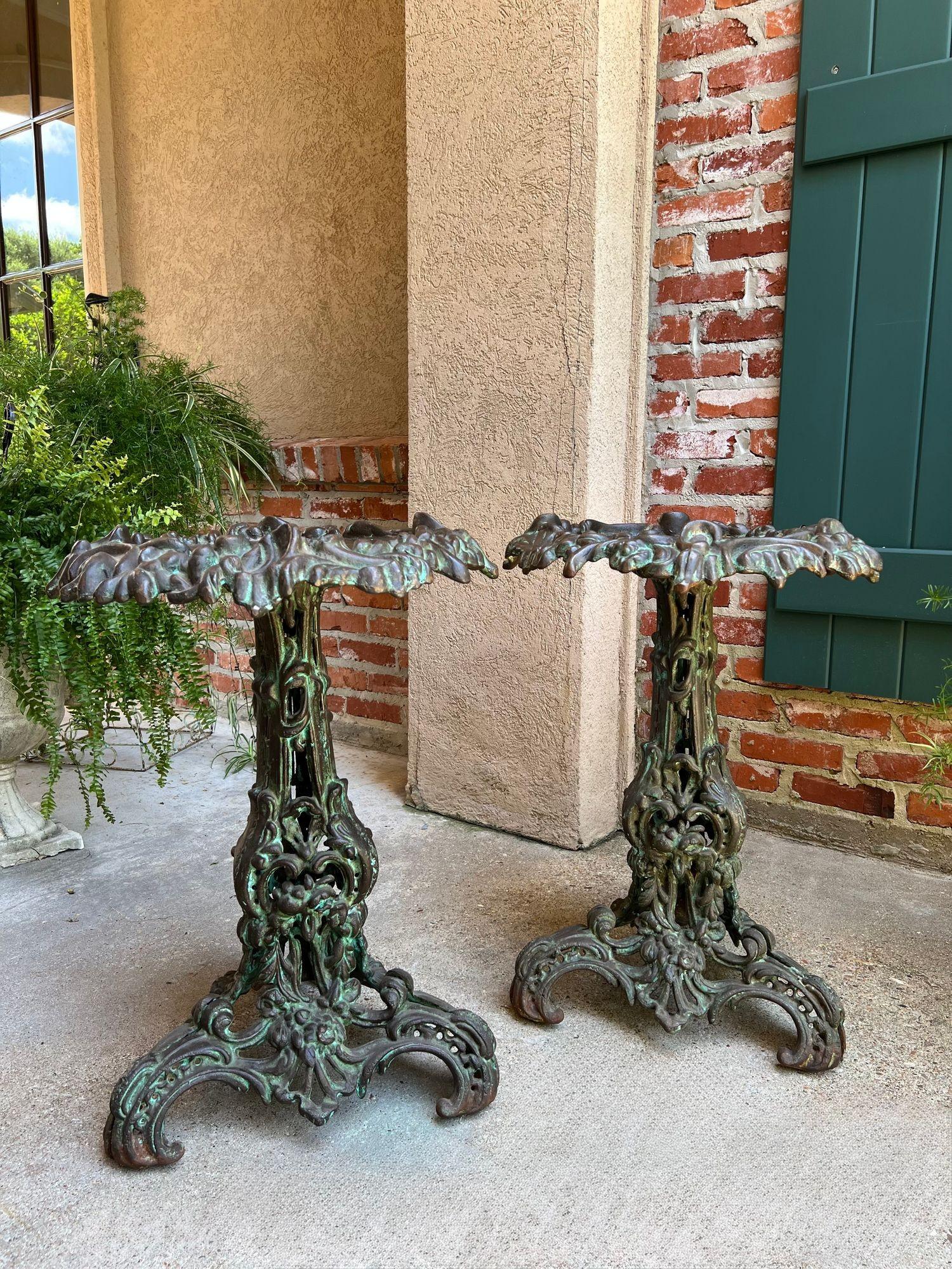 PAIR Antique French Round Side Table Grotto Rococo Cast Iron Plant Stand c1880 For Sale 10