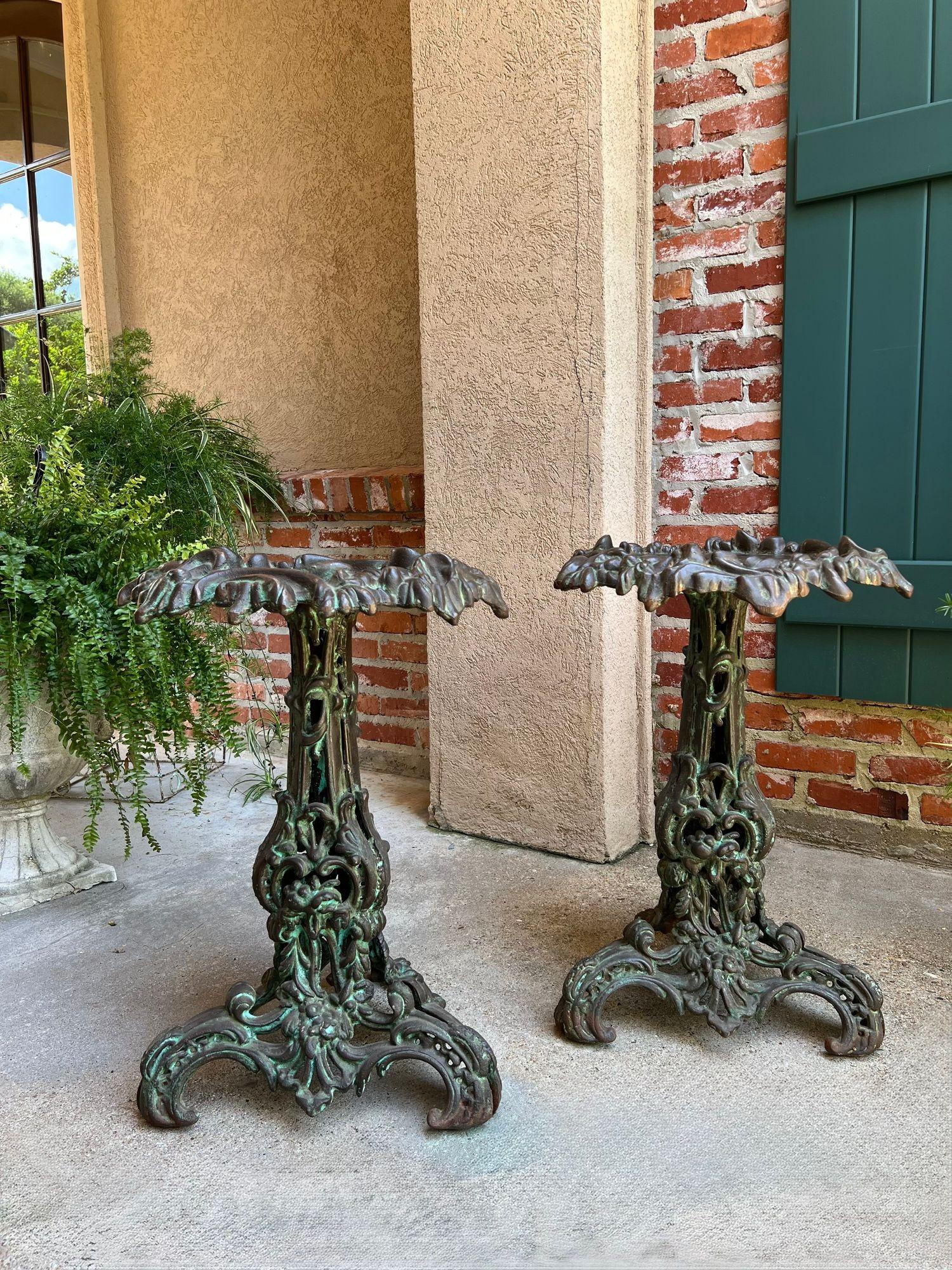 PAIR Antique French Round Side Table Grotto Rococo Cast Iron Plant Stand c1880 For Sale 11