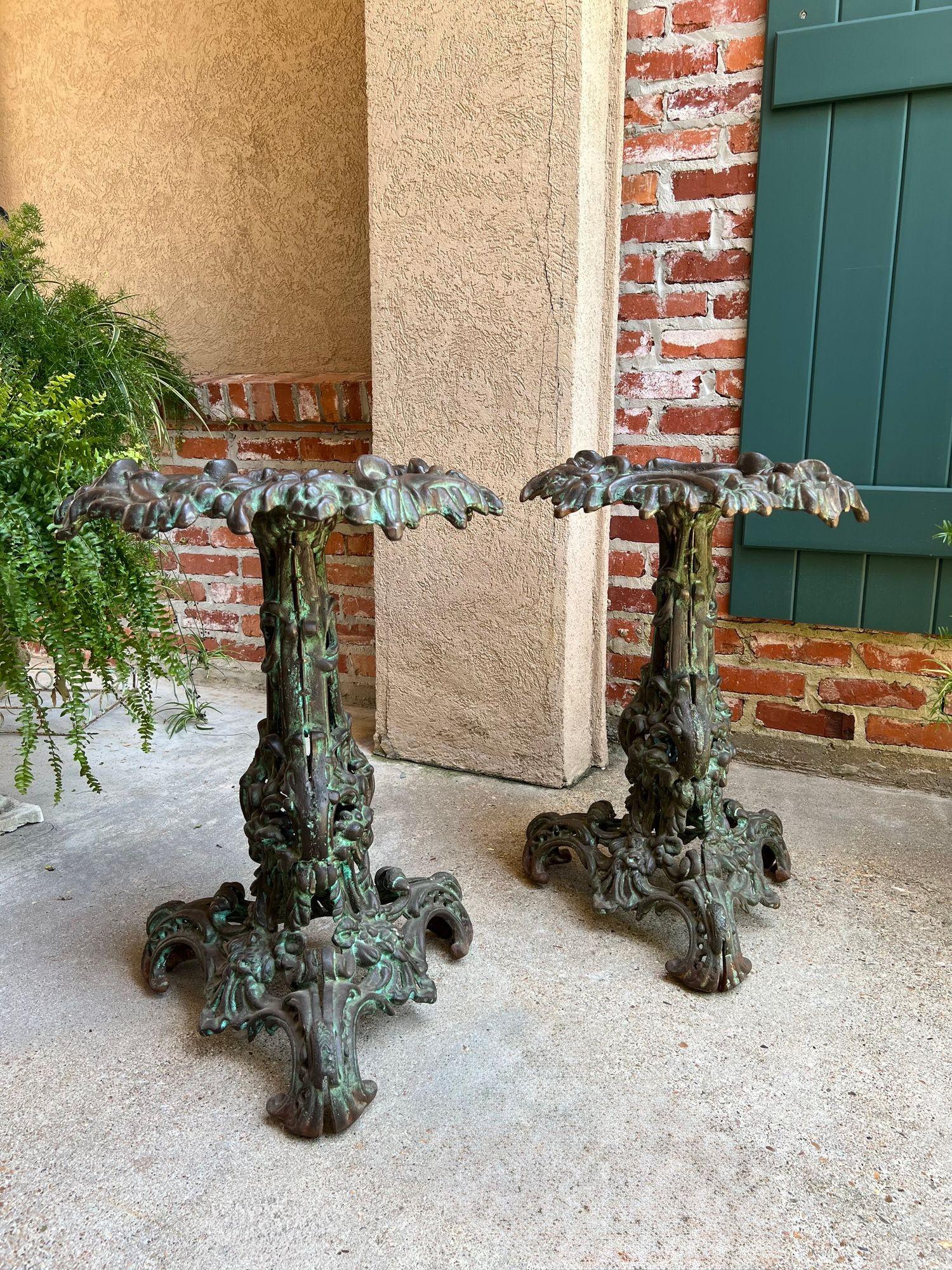 PAIR Antique French Round Side Table Grotto Rococo Cast Iron Plant Stand c1880 For Sale 12