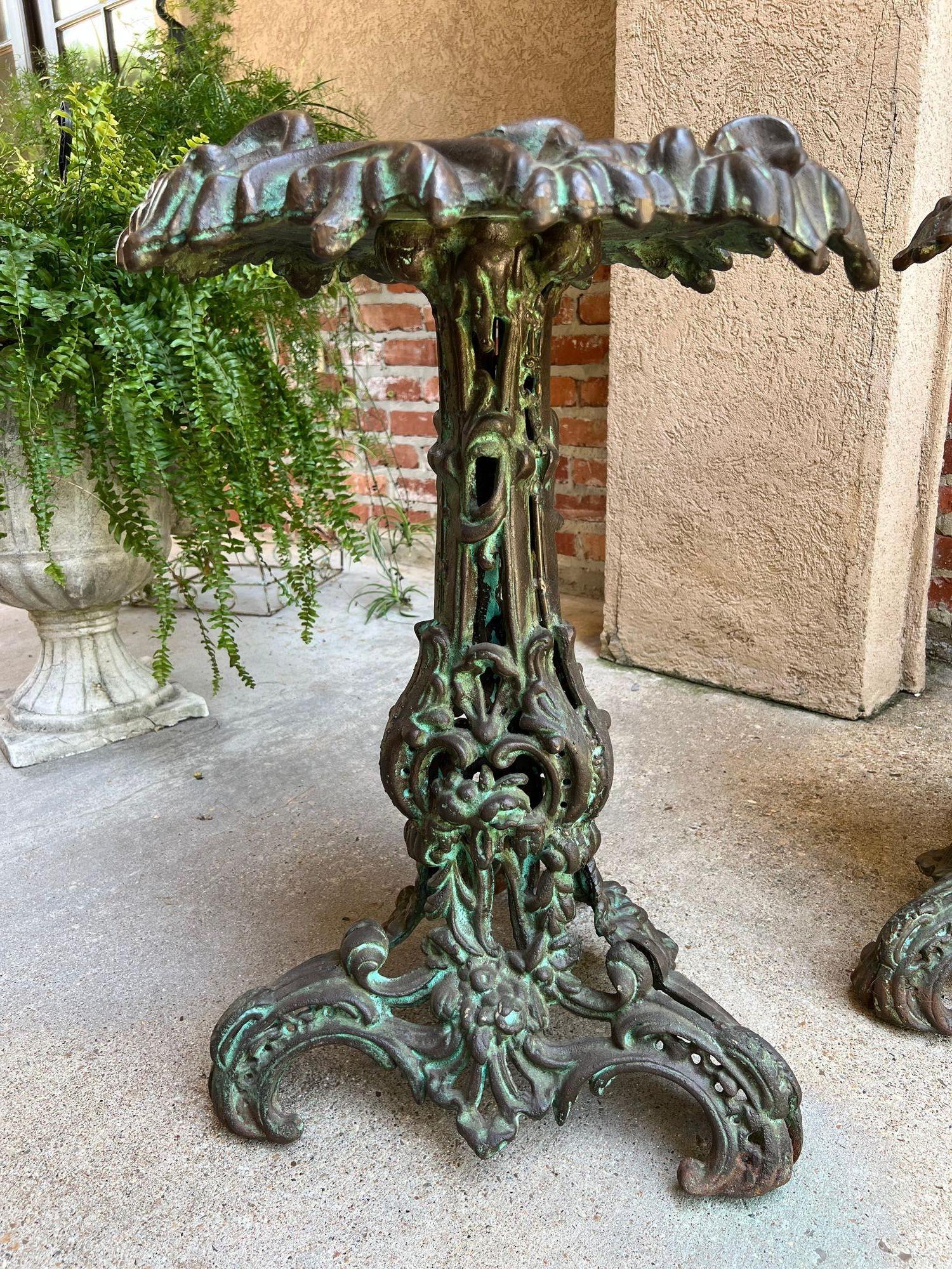 PAIR Antique French Round Side Table Grotto Rococo Cast Iron Plant Stand c1880 For Sale 13