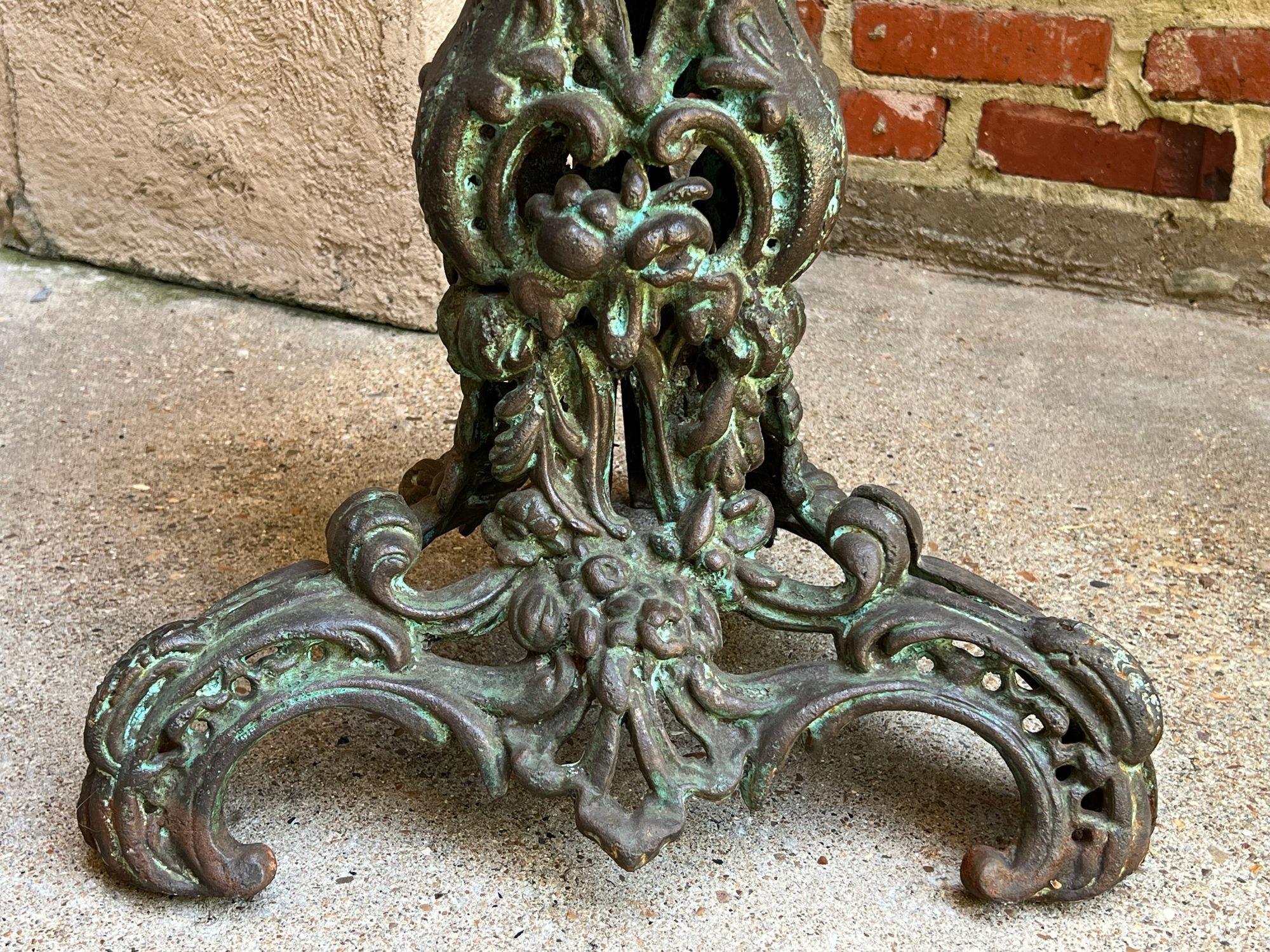 PAIR Antique French Round Side Table Grotto Rococo Cast Iron Plant Stand c1880 For Sale 15