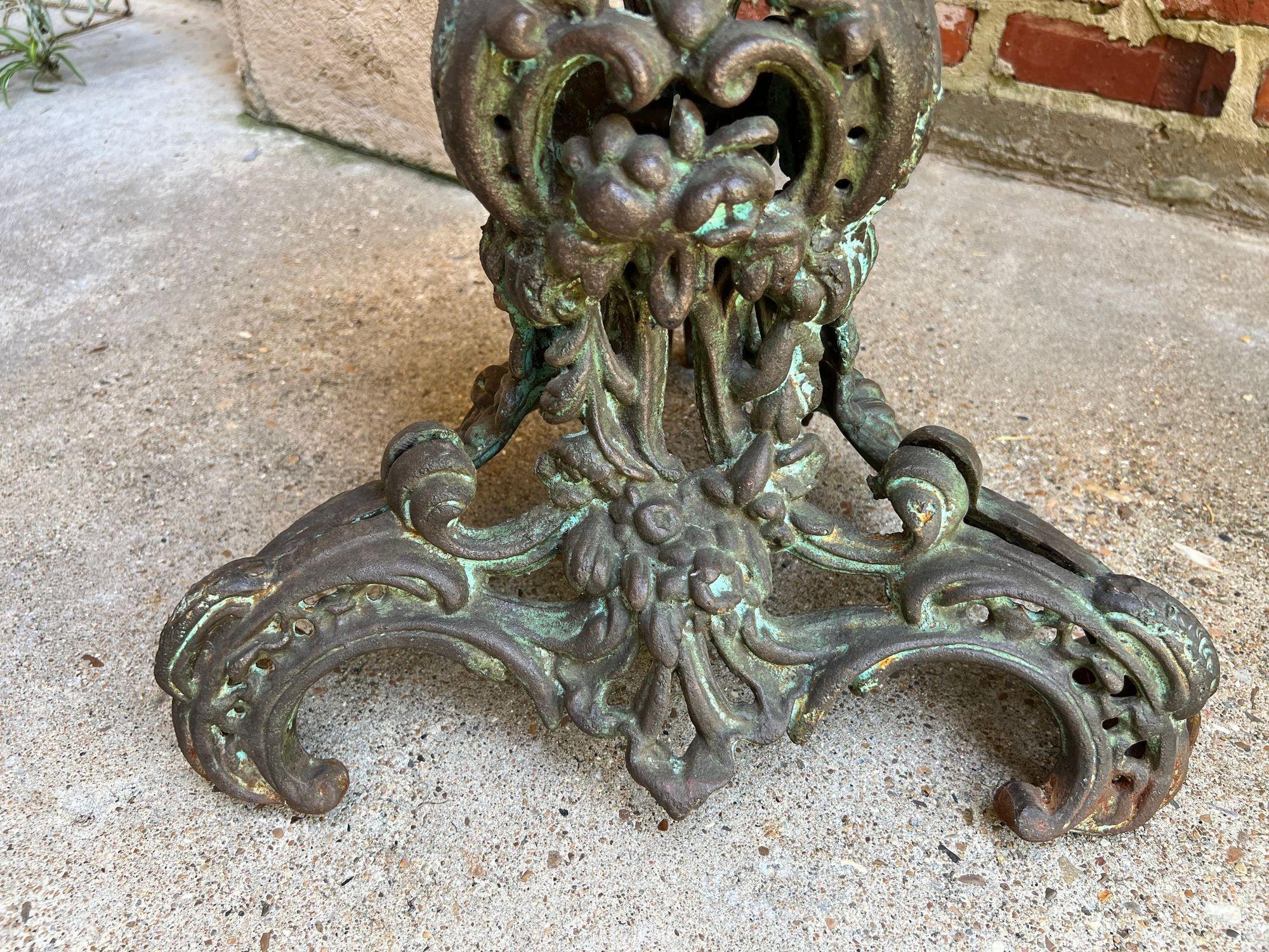 PAIR Antique French Round Side Table Grotto Rococo Cast Iron Plant Stand c1880 For Sale 16