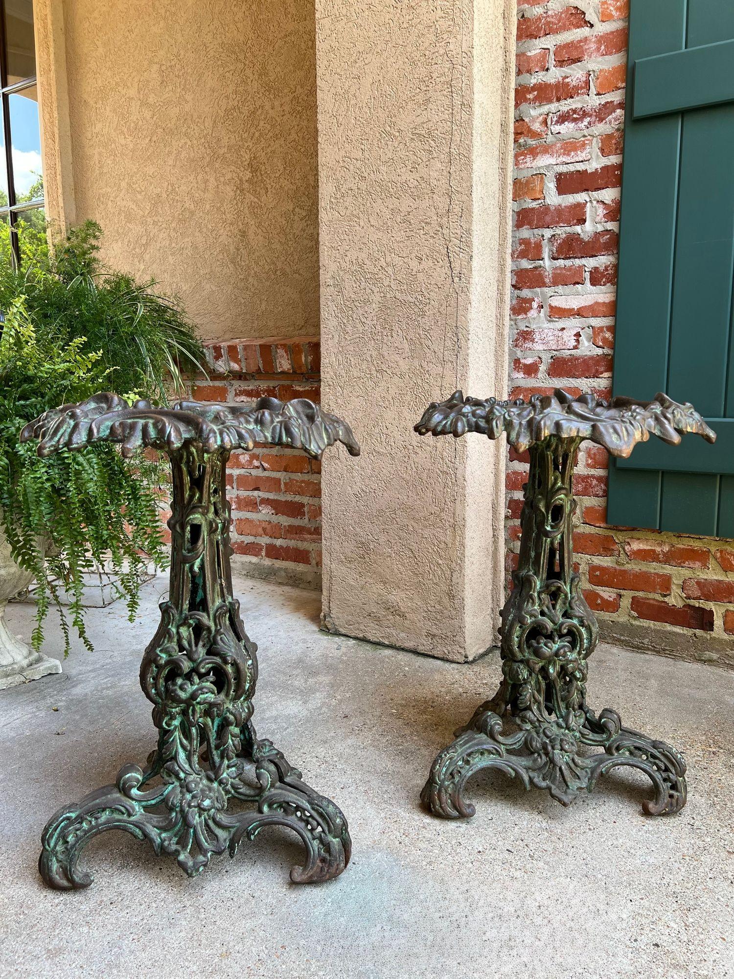 PAIR Antique French Round Side Table Grotto Rococo Cast Iron Plant Stand c1880 For Sale 3