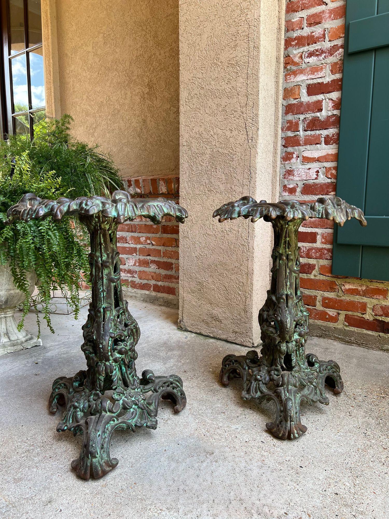 PAIR Antique French Round Side Table Grotto Rococo Cast Iron Plant Stand c1880 For Sale 4