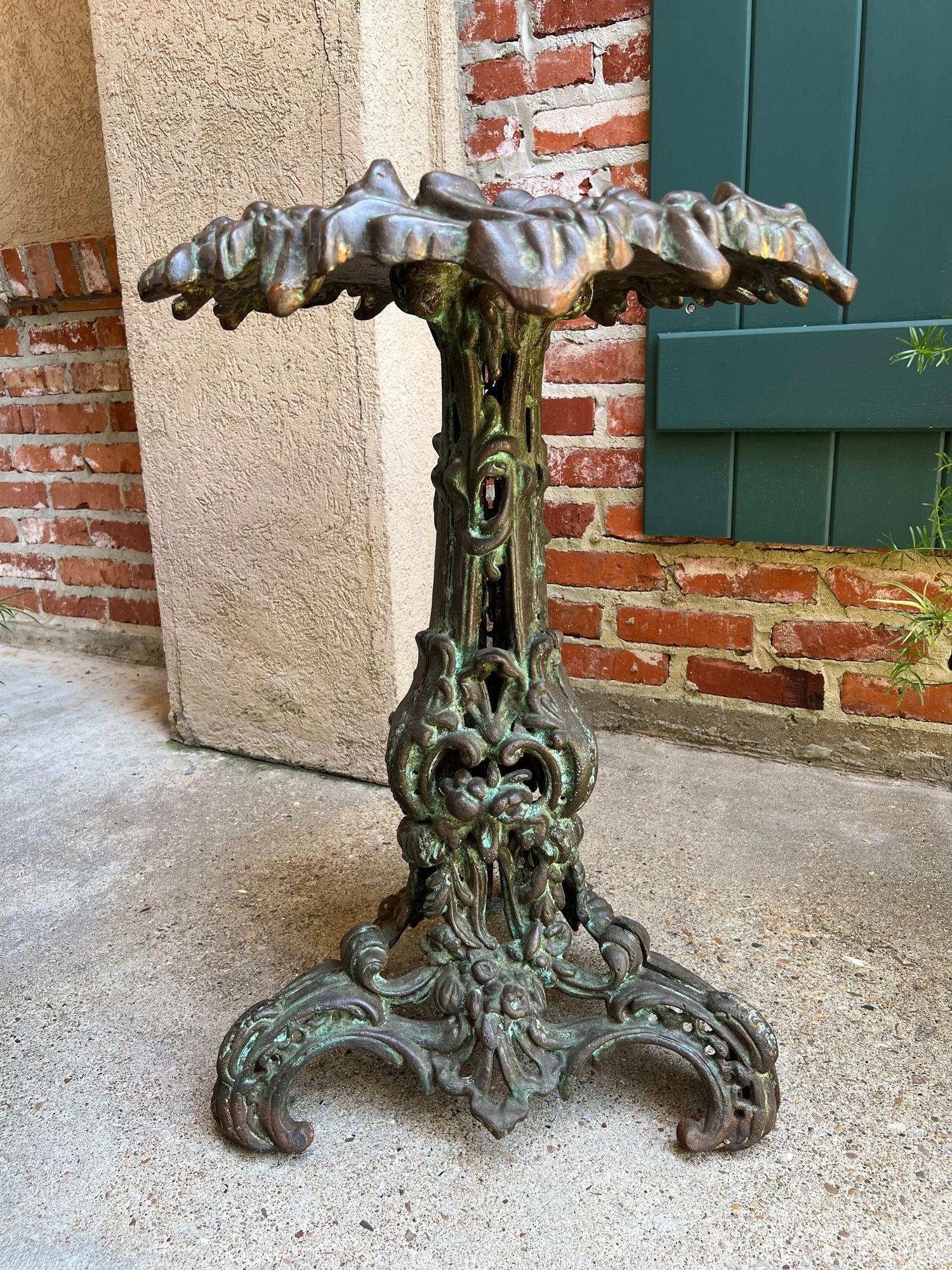 PAIR Antique French Round Side Table Grotto Rococo Cast Iron Plant Stand c1880 For Sale 5