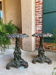 PAAR Antique French Runde Beistelltisch Grotto Rococo Cast Iron Plant Stand c1880