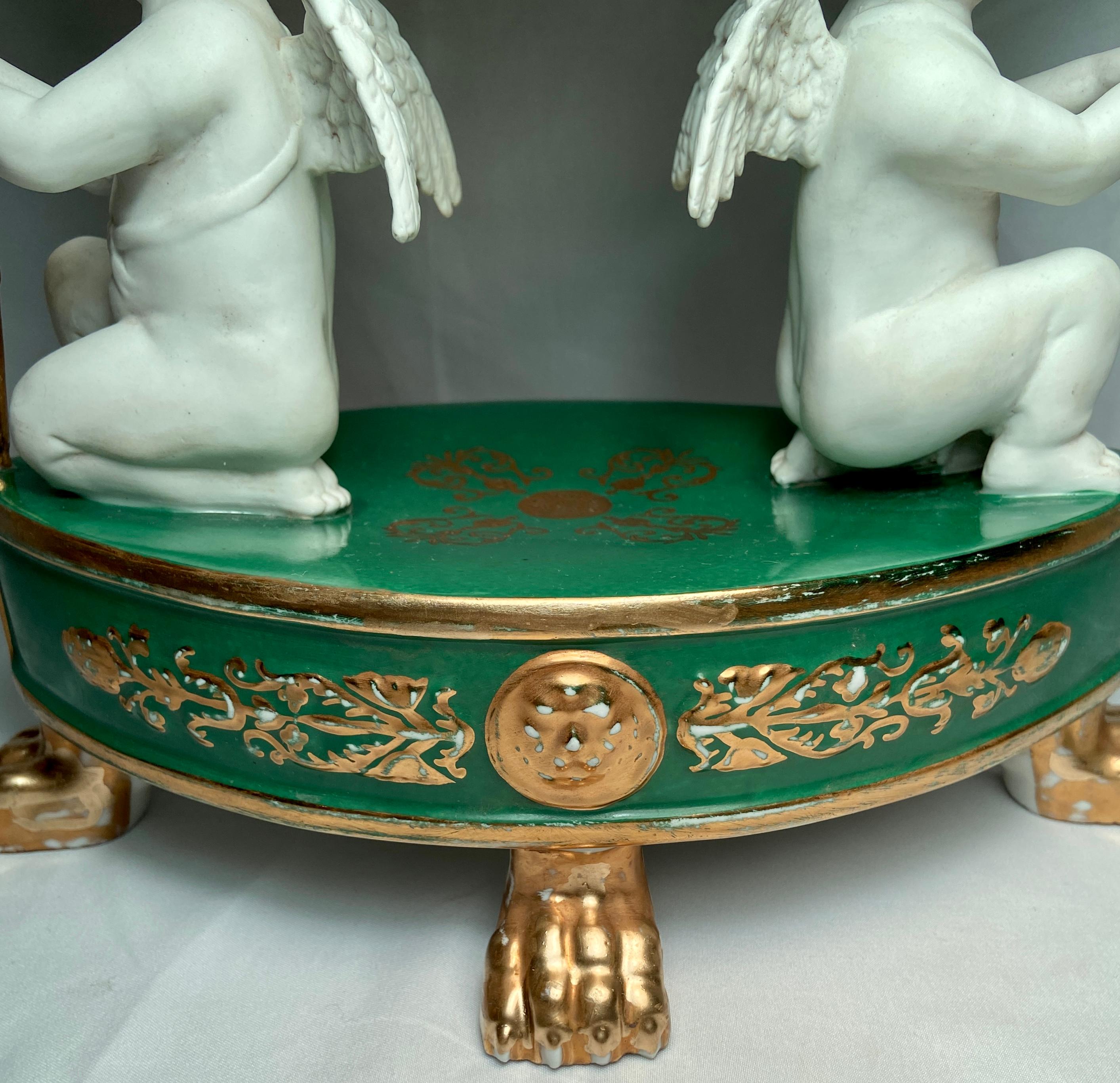 Pair Antique French Sevres Green, White & Gold Porcelain Urns, circa 1880 For Sale 6