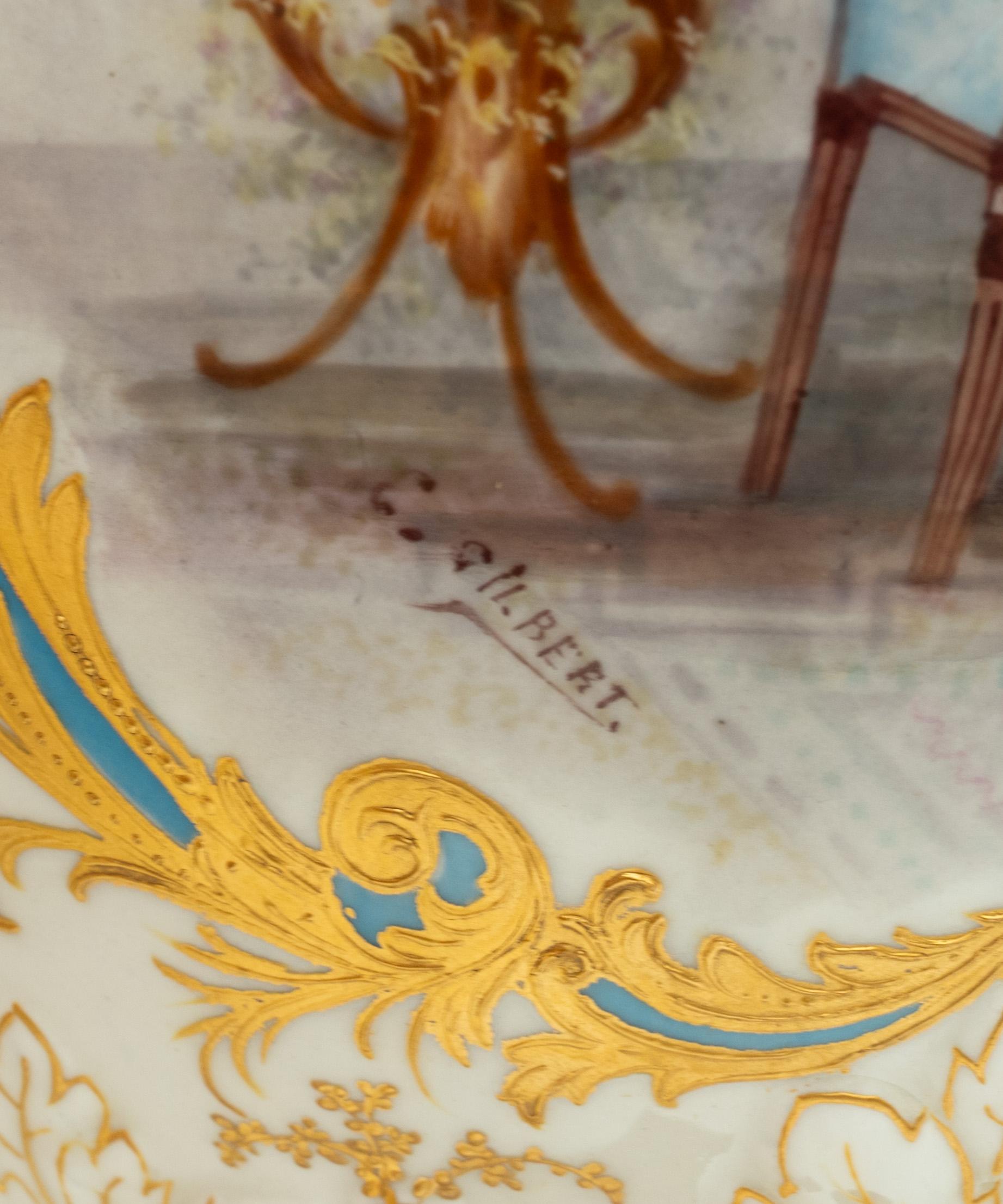Paire d'urnes anciennes en porcelaine de Sèvres peinte à la main et dorée signée 1890 en vente 7