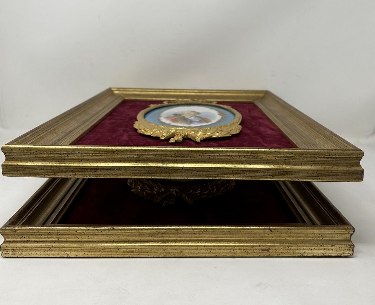 Pair Antique French Sevres Ormolu Gilt Bronze Plaques Louis XV1 Marie Antoinette 4