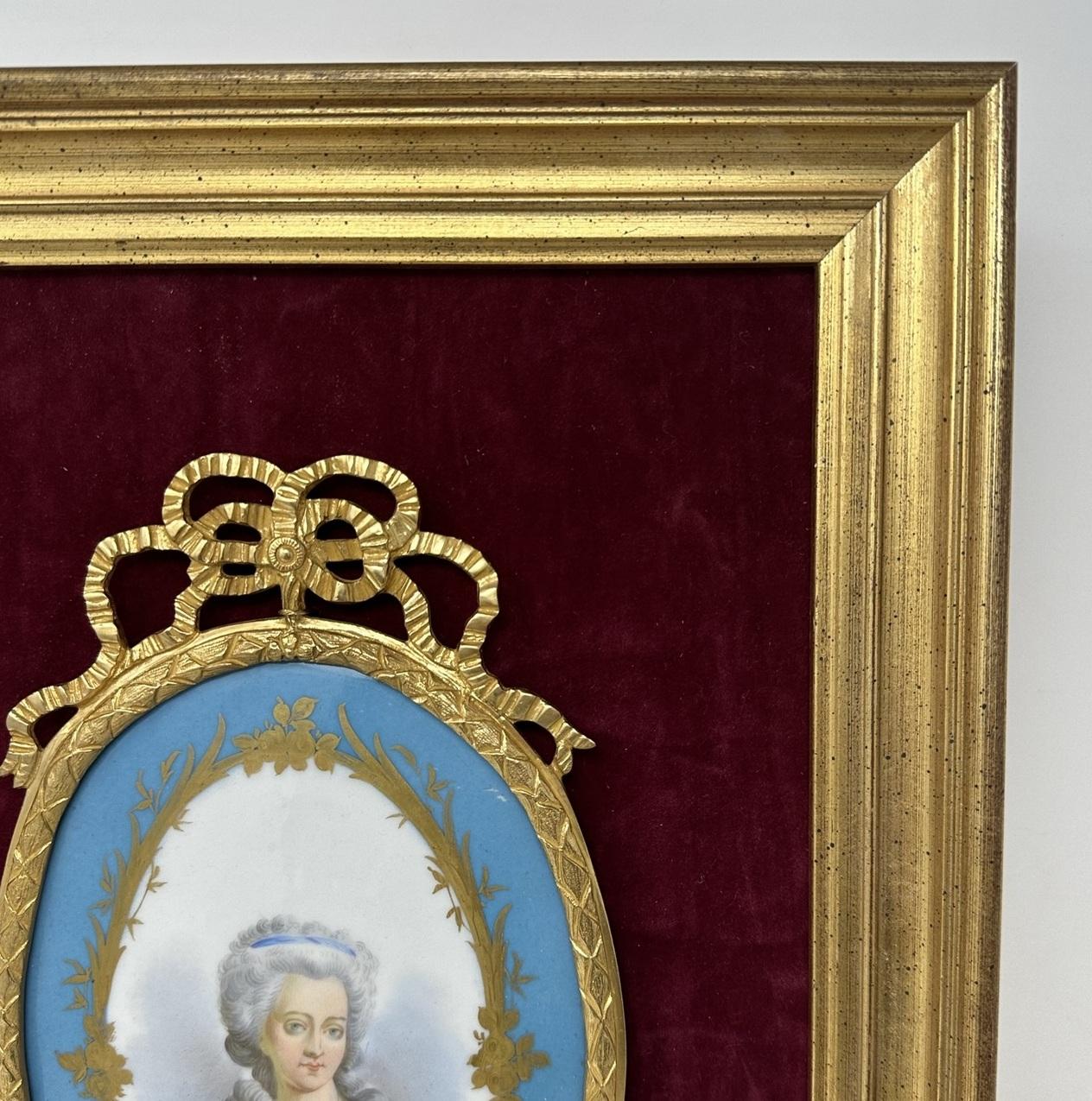 Pair Antique French Sevres Ormolu Gilt Bronze Plaques Louis XV1 Marie Antoinette 2