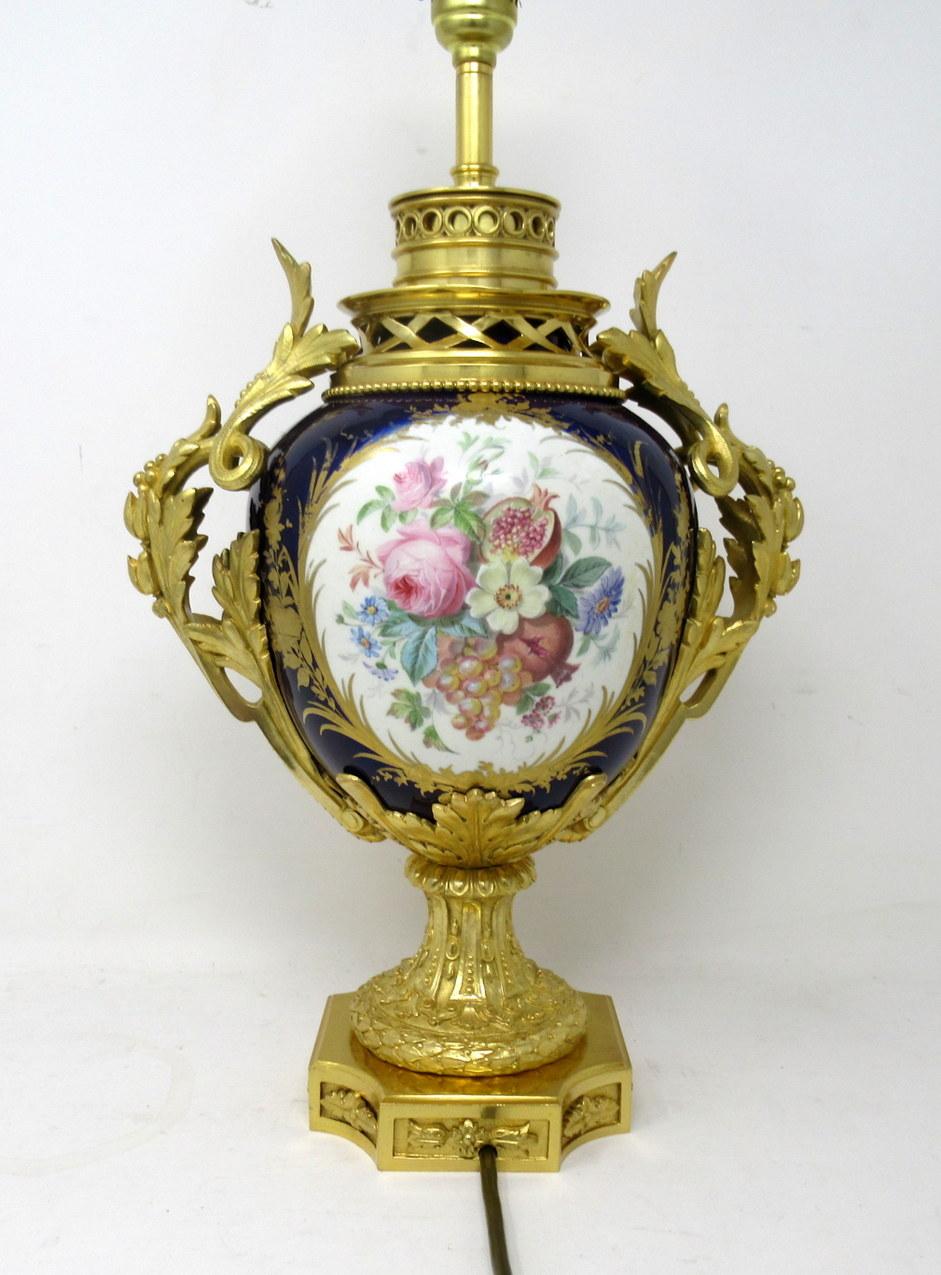 Ceramic Pair Antique French Sèvres Porcelain Ormolu Gilt Bronze Dore Table Urn Lamps 
