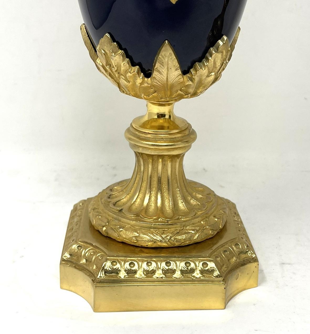 Ceramic Pair Antique French Sèvres Porcelain Ormolu Gilt Bronze Dore Table Urns Lamps For Sale