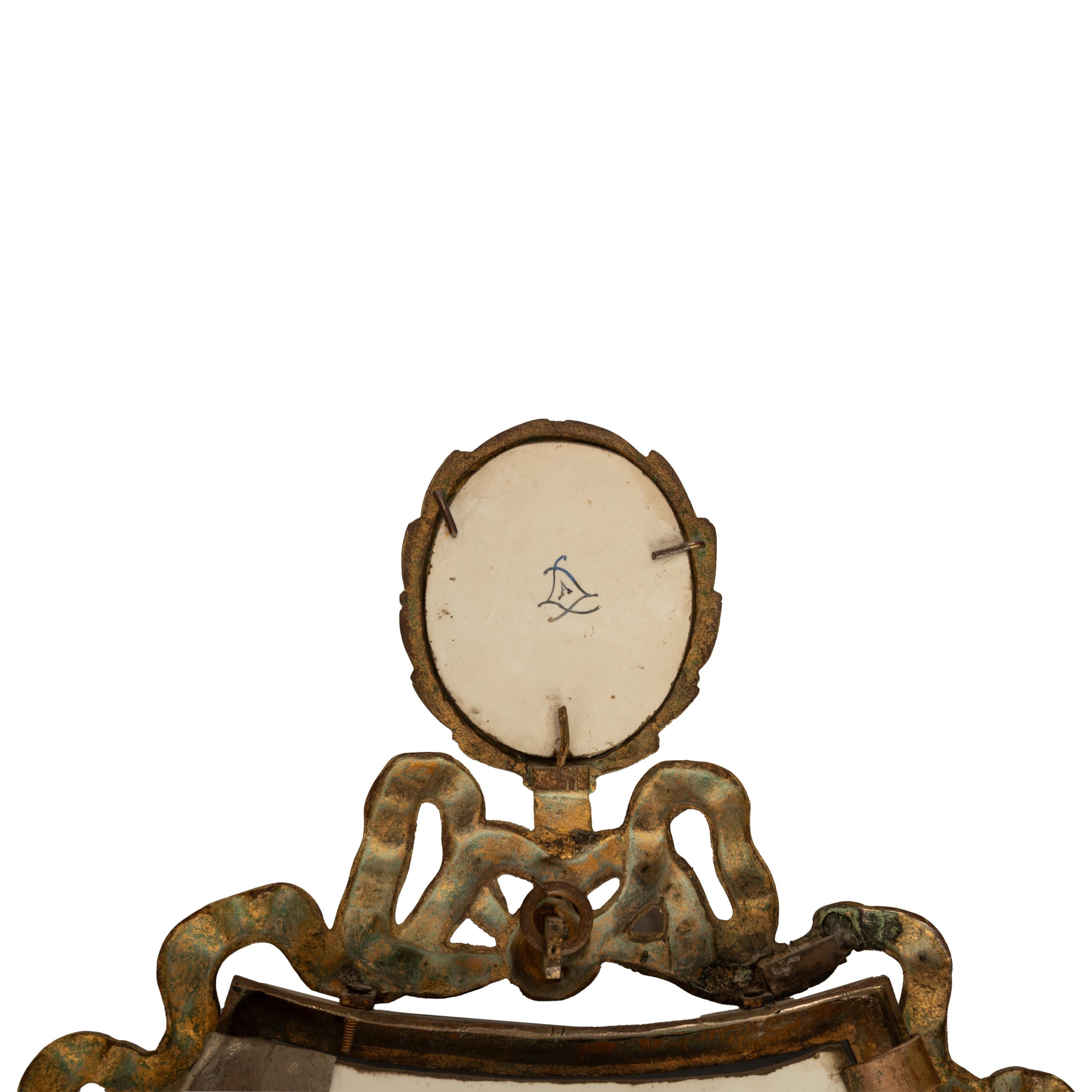 Pair Antique French Sevres Portrait Porcelain Ormolu Wall Sconces Candle Lights For Sale 5