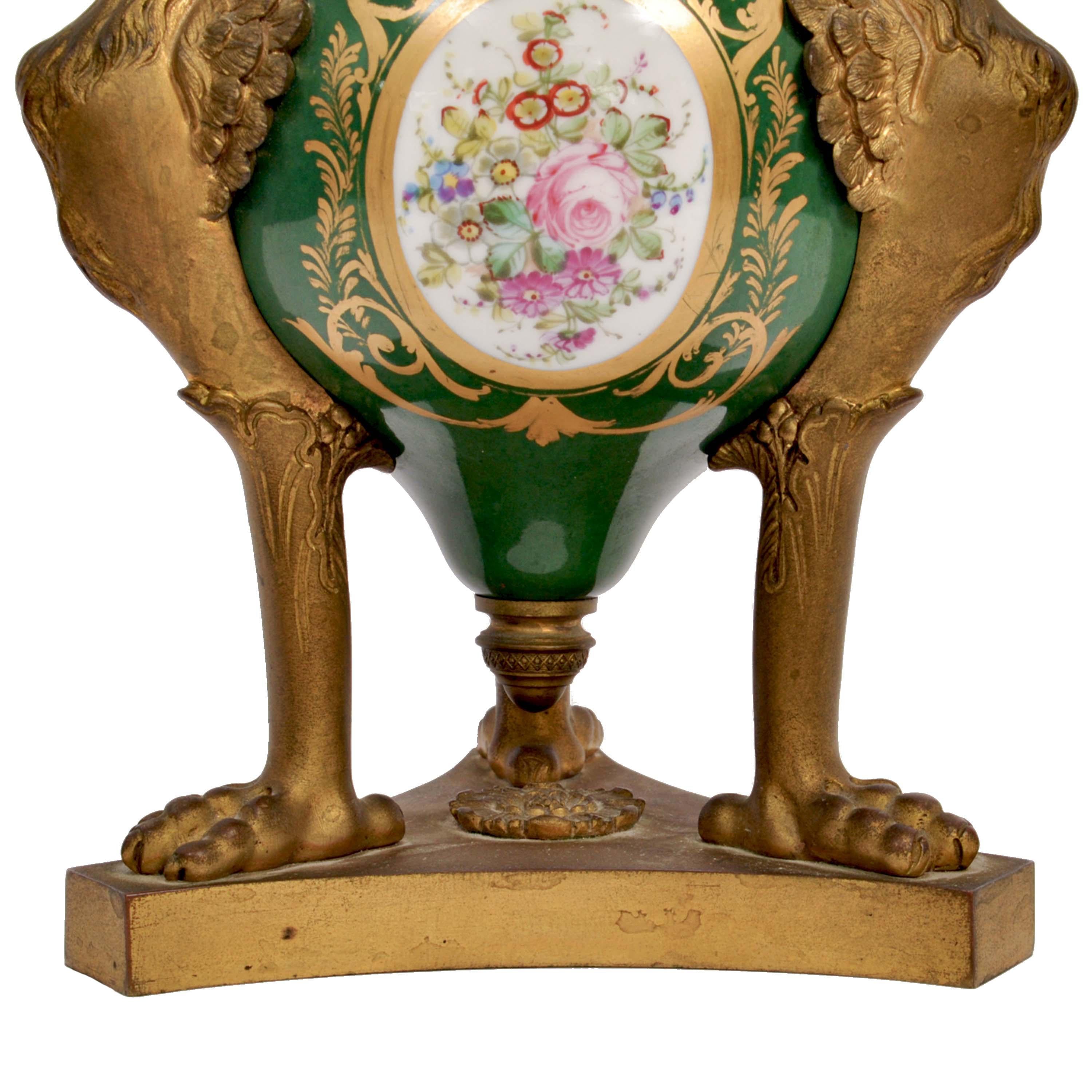 Pair Antique French 'Sevres' Red Porcelain Gilt Bronze Pot Pourri Urns 1804-1809 For Sale 10