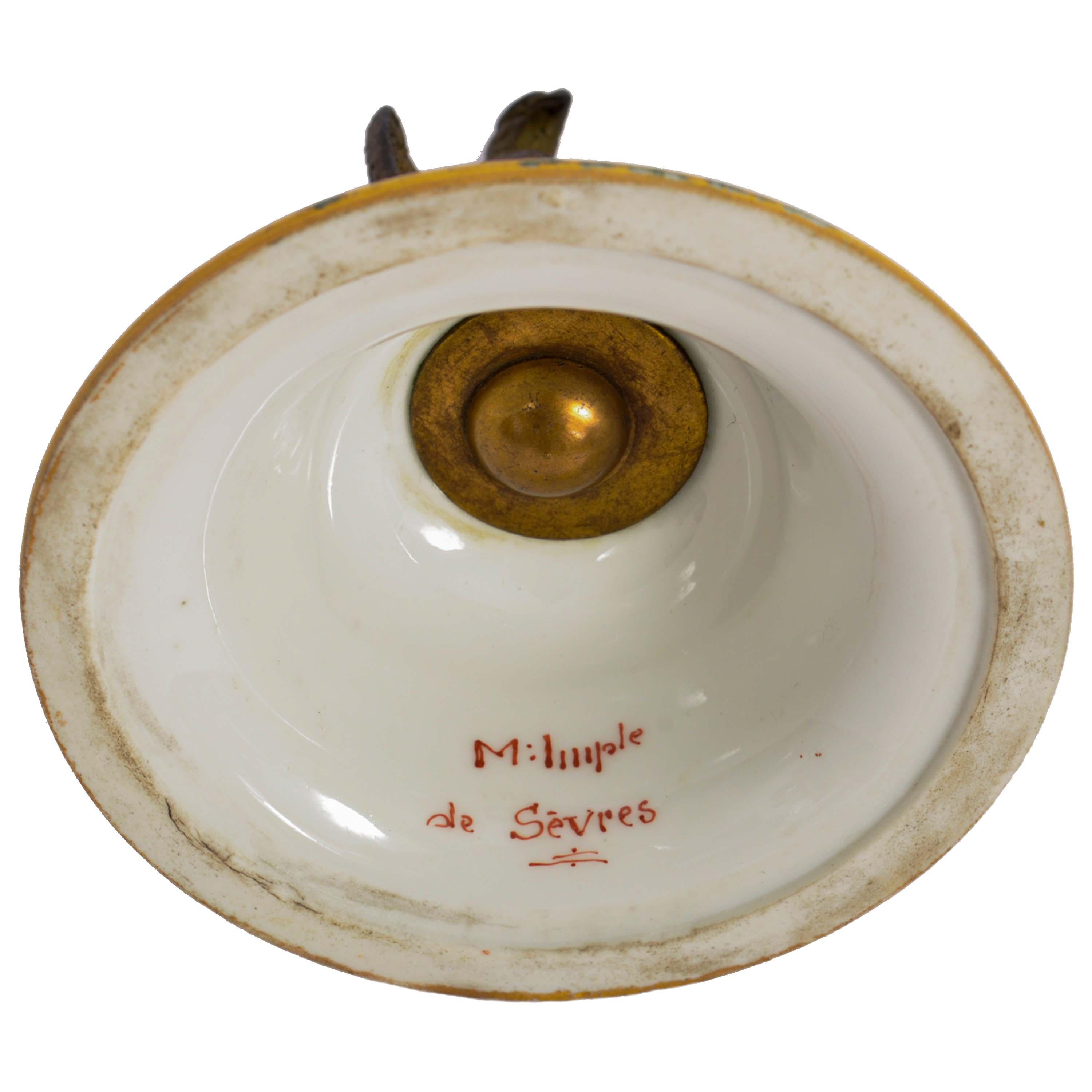 Pair Antique French 'Sevres' Red Porcelain Gilt Bronze Pot Pourri Urns 1804-1809 For Sale 13