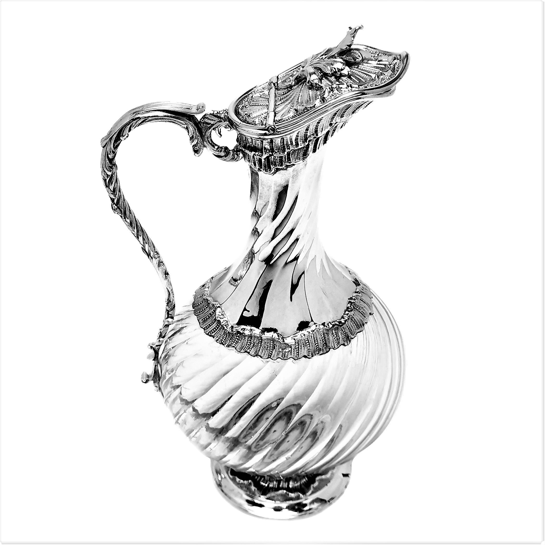 Pair Antique French Silver & Glass Liquor Jugs Decanters Paris c. 1890 In Good Condition In London, GB
