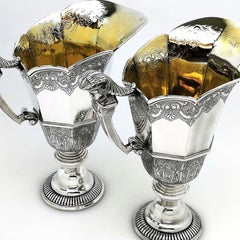Pair of Antique French Silver Jugs / Ewers circa 1890 Water Jug Serving