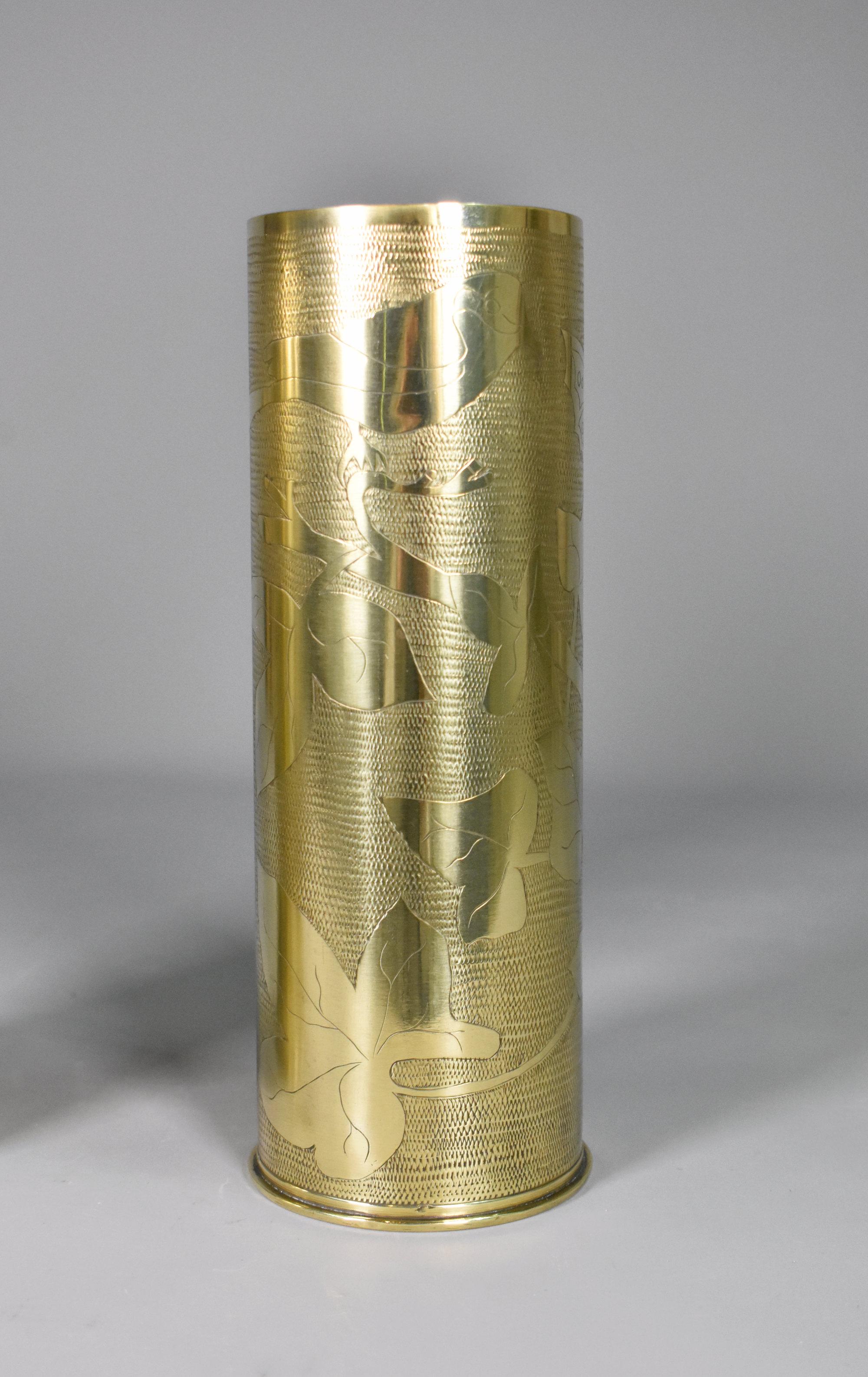 Paire de vases à obus en laiton Antique French Trench Art WW1 Bon état - En vente à SAINTE-COLOMBE, FR