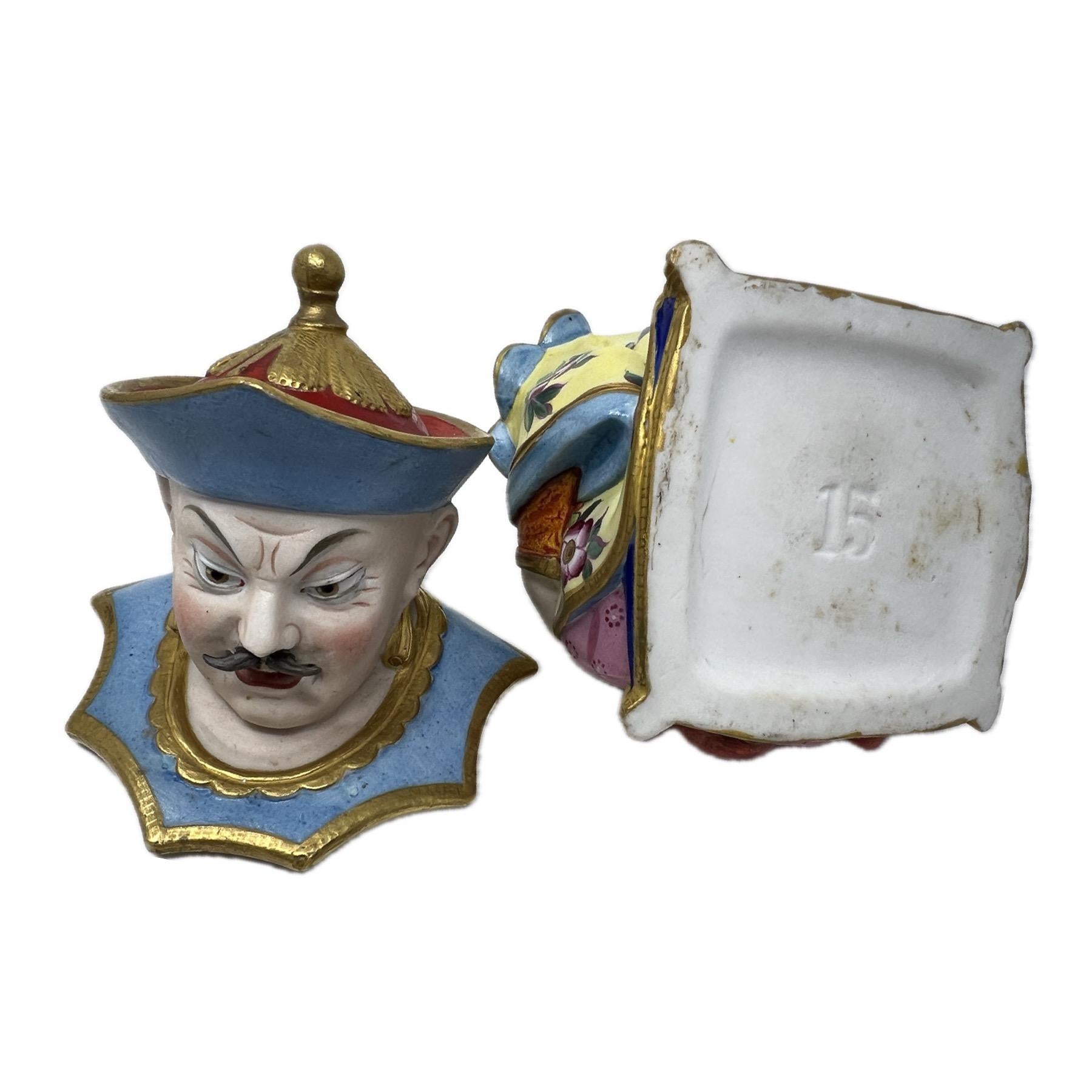 Pair Antique French Vieux Paris Porcelain Figural Creamer and Sugar, Circa 1880. For Sale 2