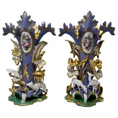 Coppia di vasi di lavanda in porcellana francese Vieux Paris, CIRCA 1840-1860.