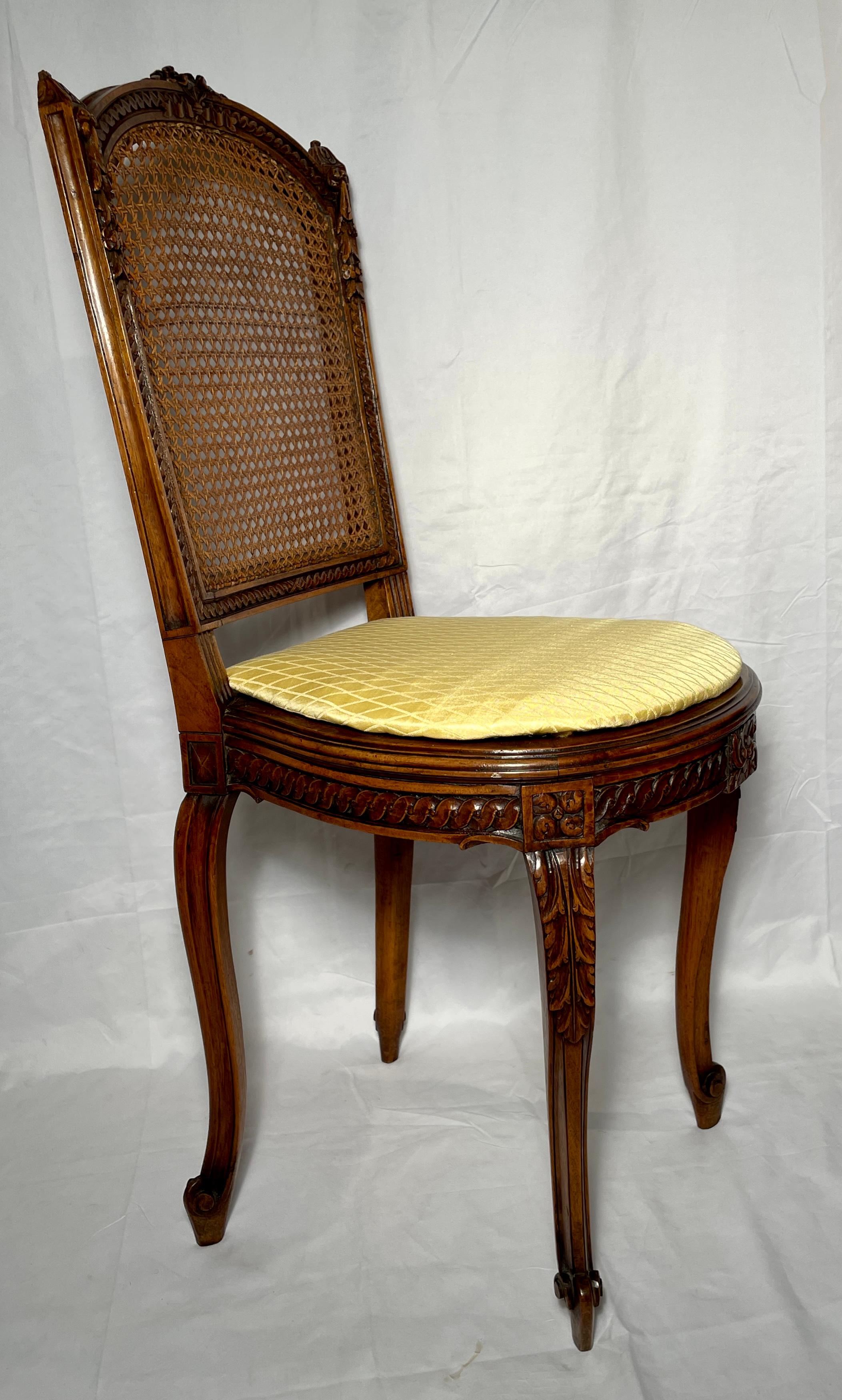Pair Antique French Walnut Cane Back Side Chairs, circa 1880 For Sale 2