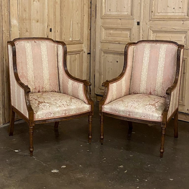 Pair of Antique French Walnut Louis XVI Bergères, Armchairs at 1stDibs ...