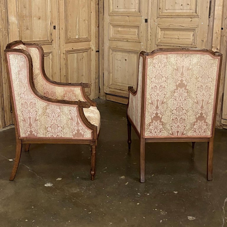 Pair of Antique French Walnut Louis XVI Bergères, Armchairs at 1stDibs ...