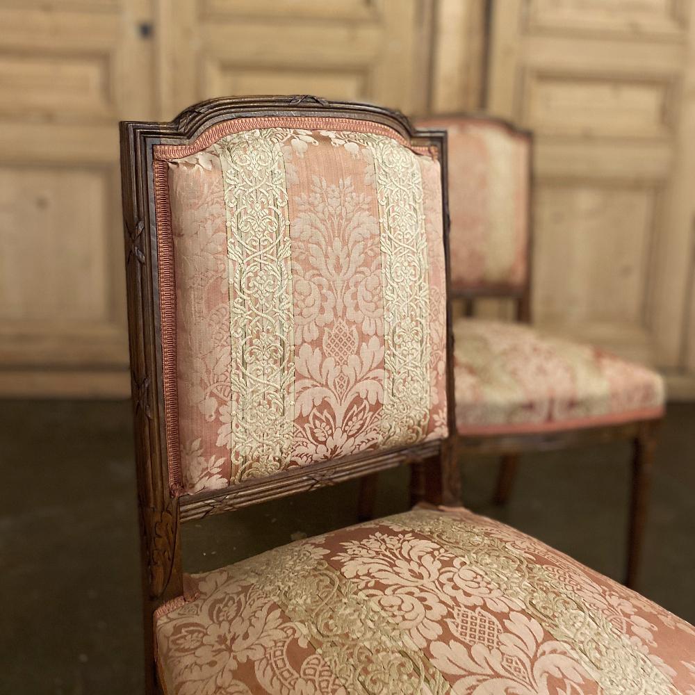 Pair of Antique French Walnut Louis XVI Side Chairs 4