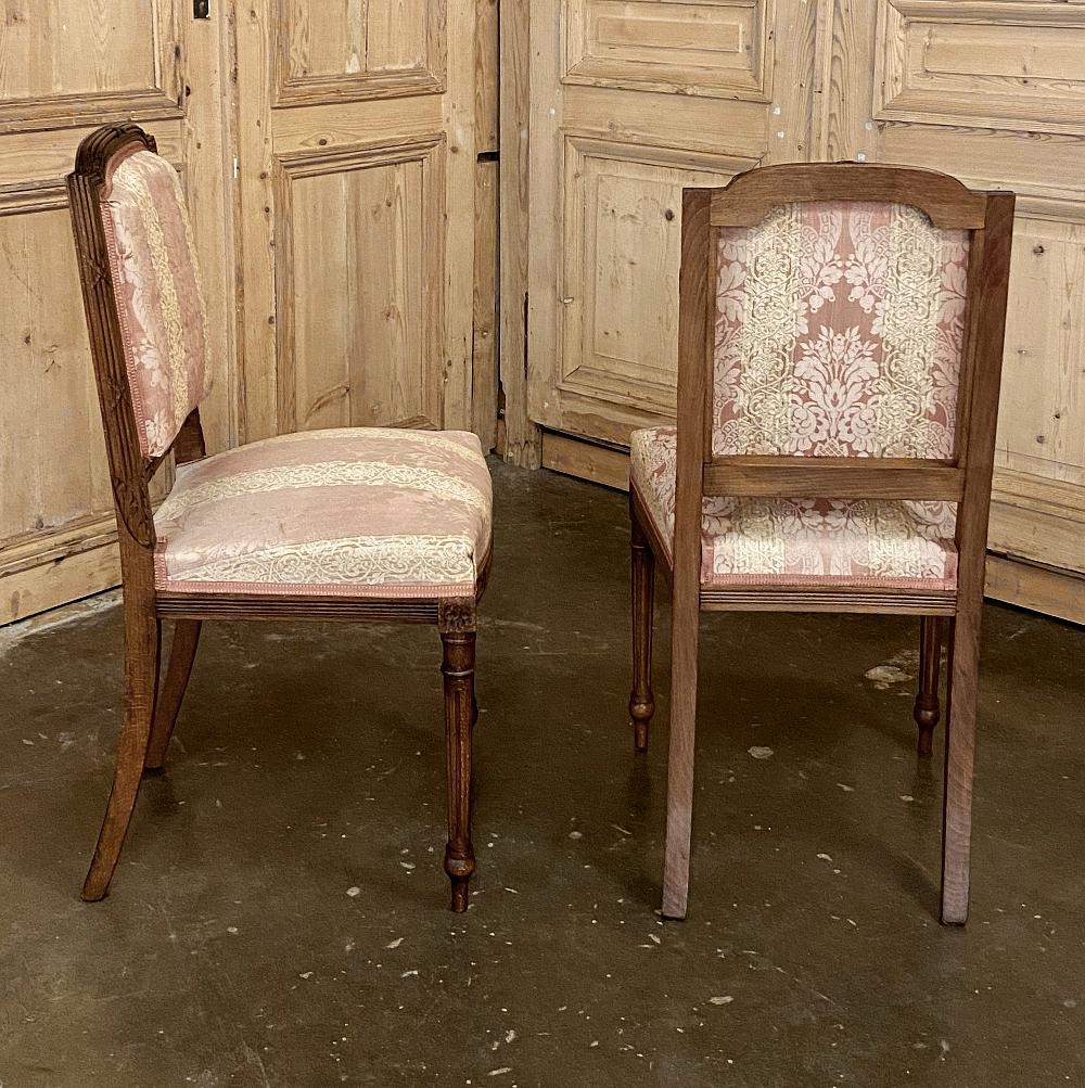 Pair of Antique French Walnut Louis XVI Side Chairs 1