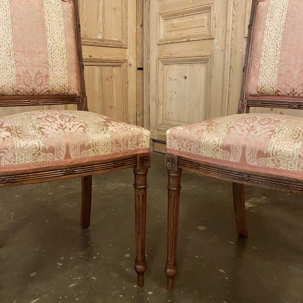 Pair of Antique French Walnut Louis XVI Side Chairs 3