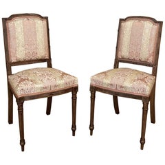 Pair of Antique French Walnut Louis XVI Side Chairs